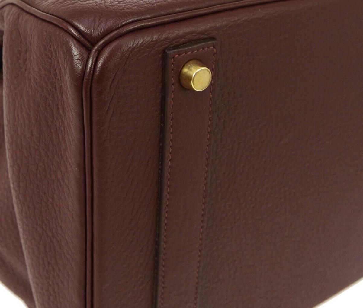 Hermes Birkin 35 Milk Chocolate Brown Gold Top Handle Satchel Tote Bag In Good Condition In Chicago, IL