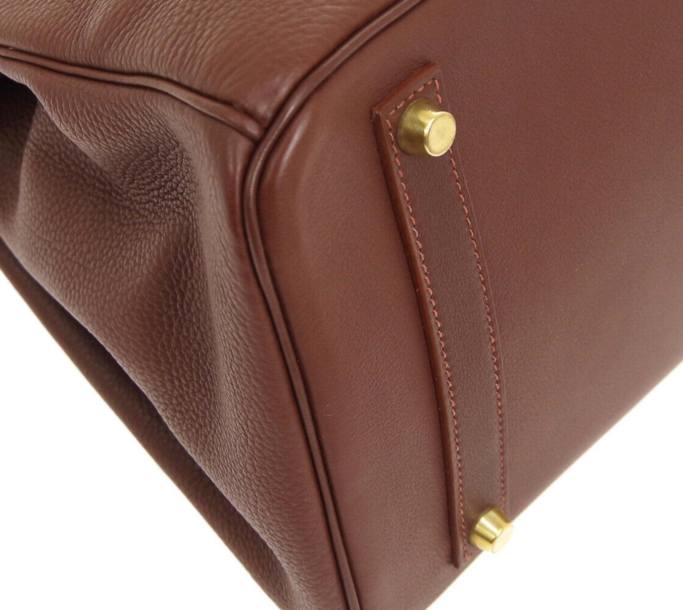 Hermes Birkin 35 Milky Chocolate Brown Gold Top Handle Satchel Tote Bag For Sale 1