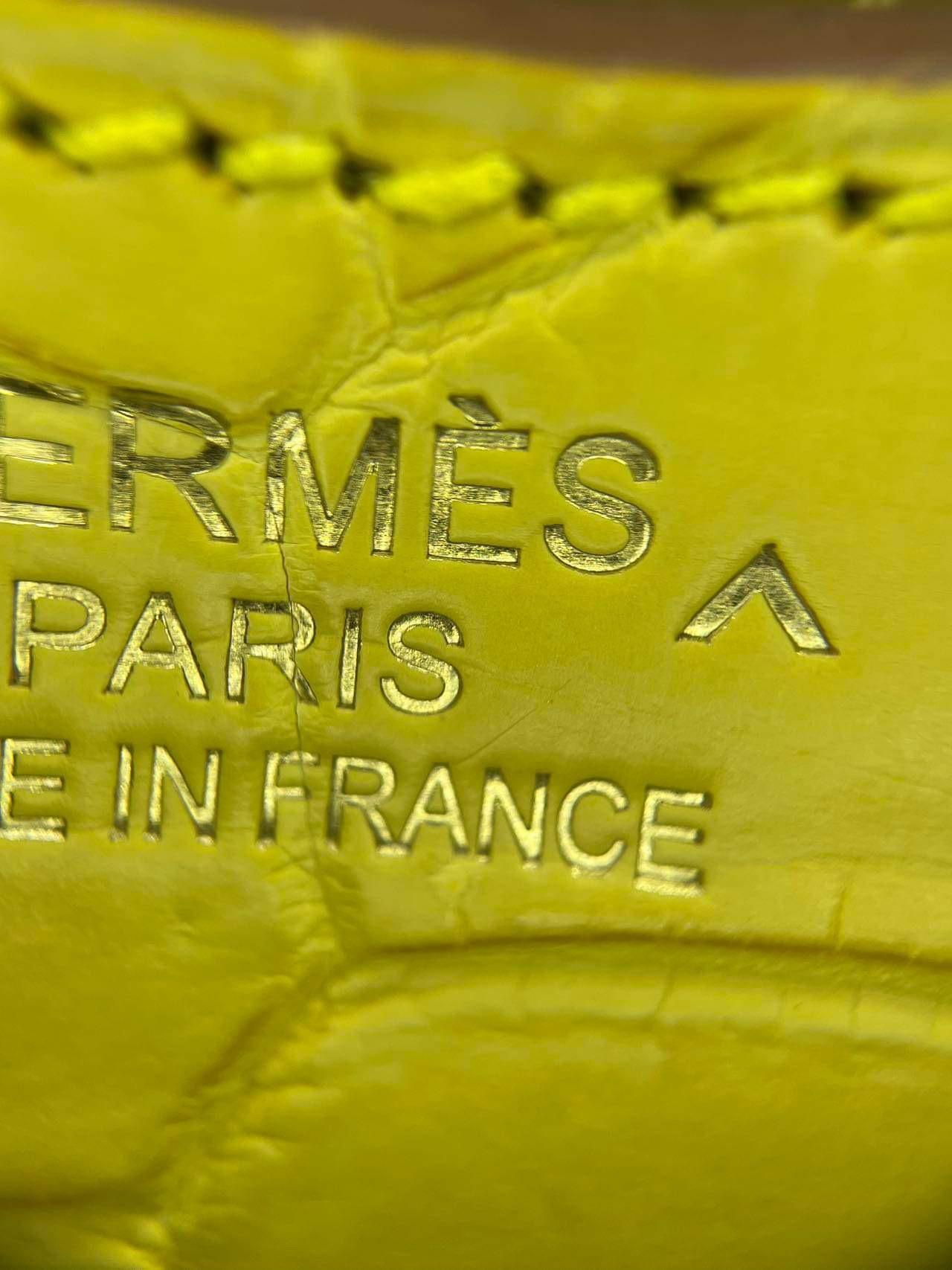 Hermes Birkin 35 Crocodile Porosus Mimosa Color with gold hardware bag 1