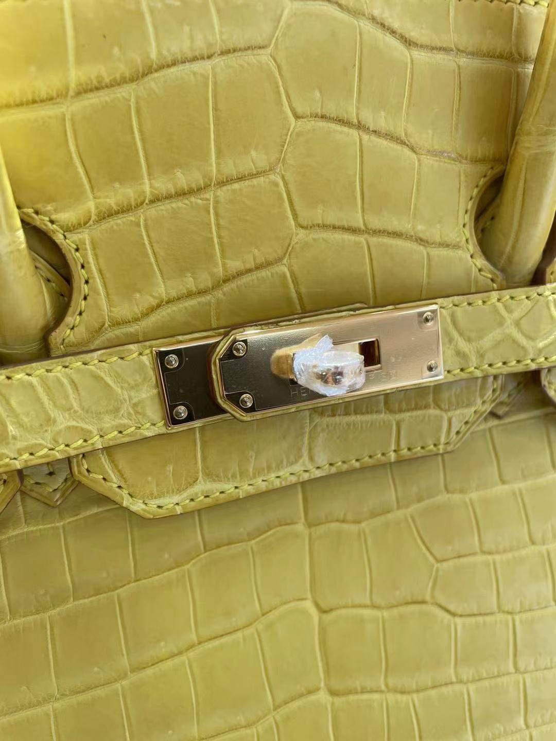 Hermes Birkin 35 Crocodile Porosus Mimosa Color with gold hardware bag 3