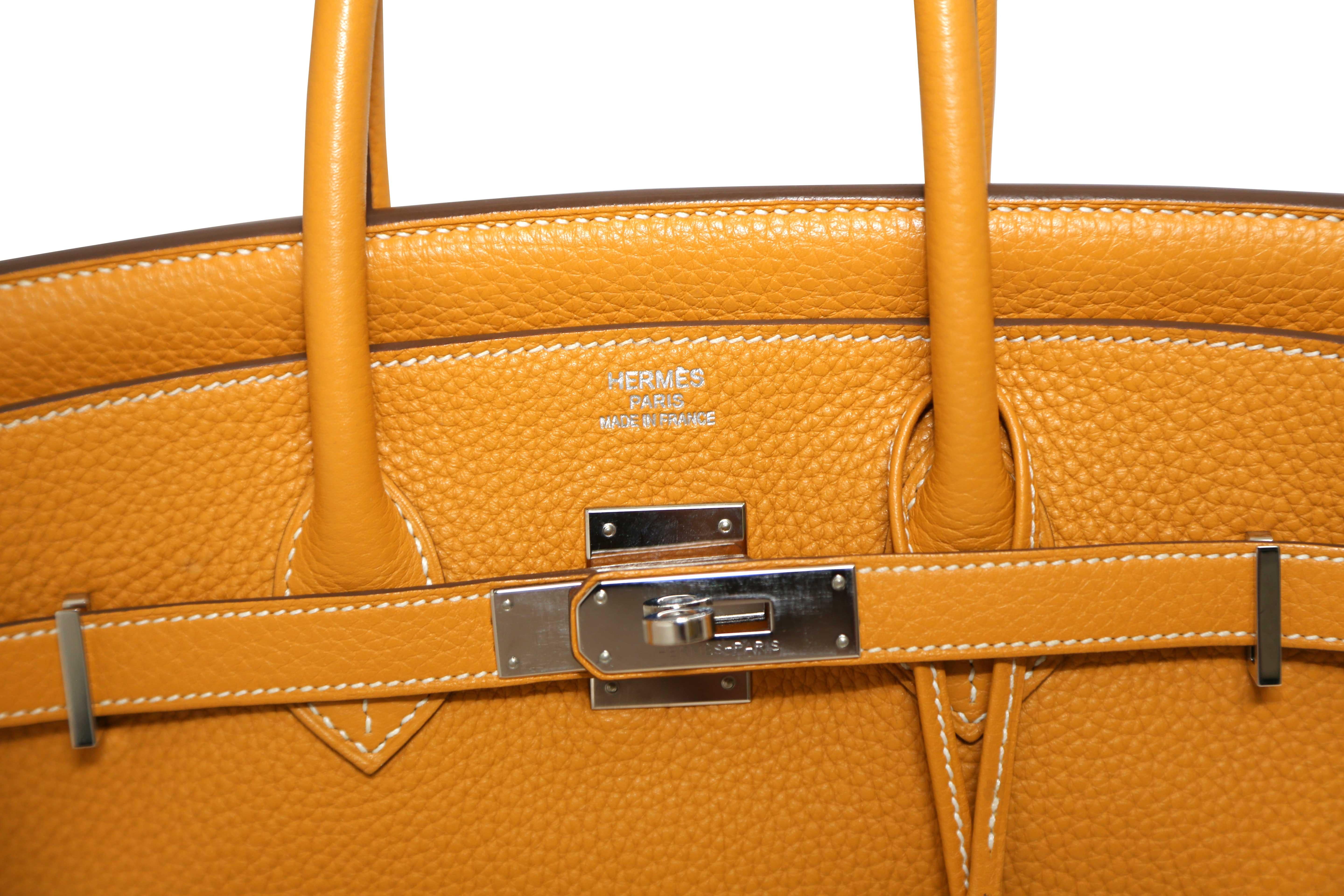 Arancia Hermès Birkin 35 Moutarde in vendita
