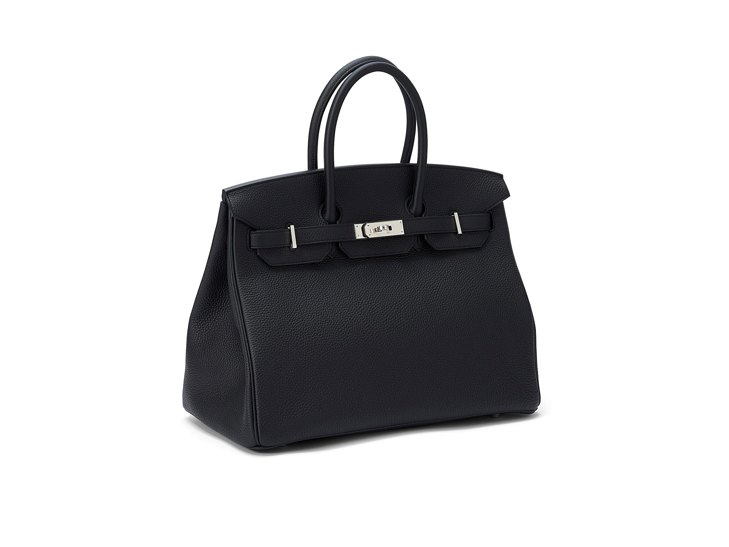 Hermès Birkin 35 aus schwarzem und togolesischem Leder mit Palladiumbeschlägen. Die Tasche ist ungetragen und wird als komplettes Set geliefert, jedoch ohne den Originalbeleg. Stempel Y (2020) 

