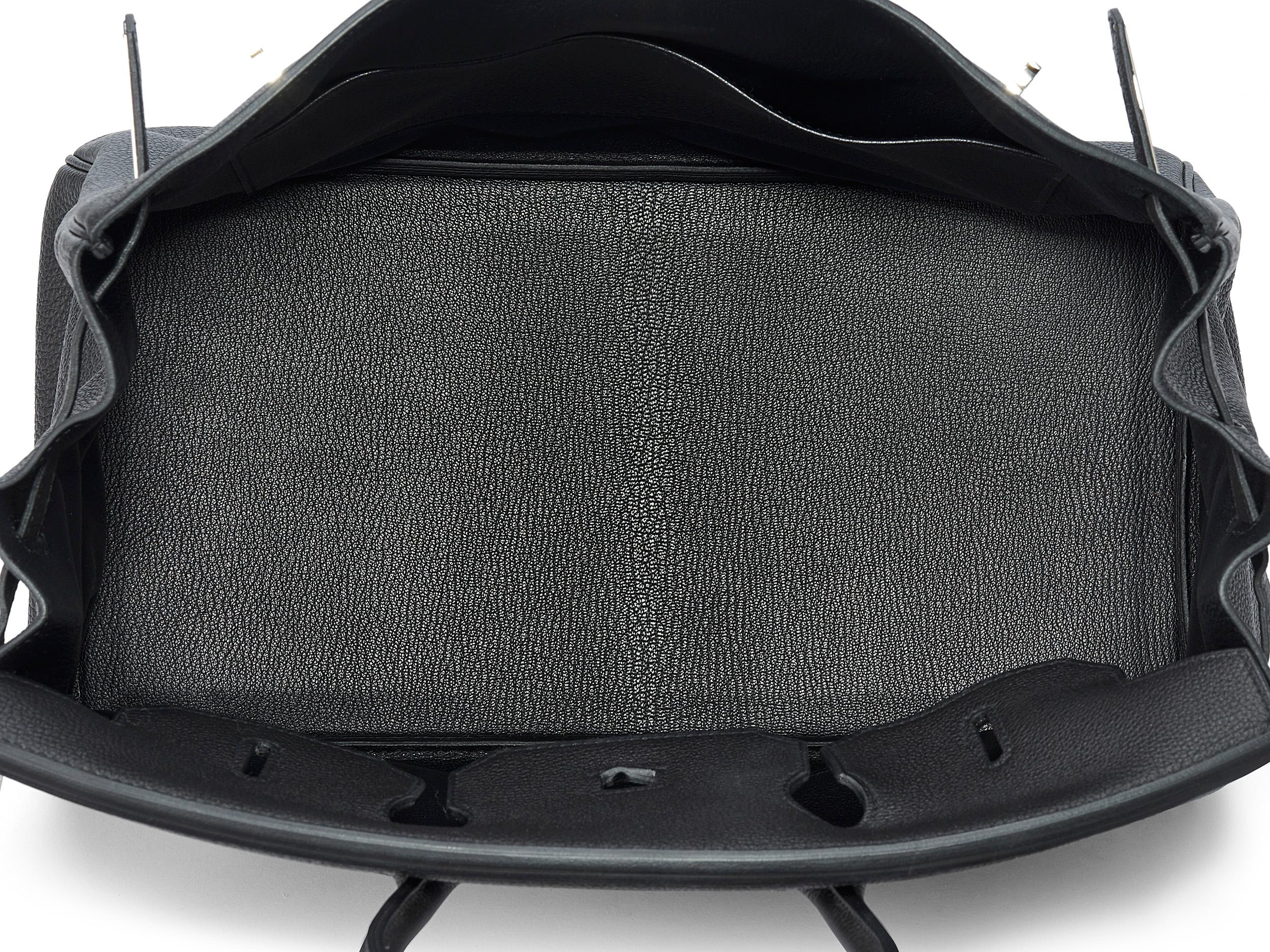 Hermès Birkin 35 Noir/Schwarz Togo Palladium Hardware im Angebot 4