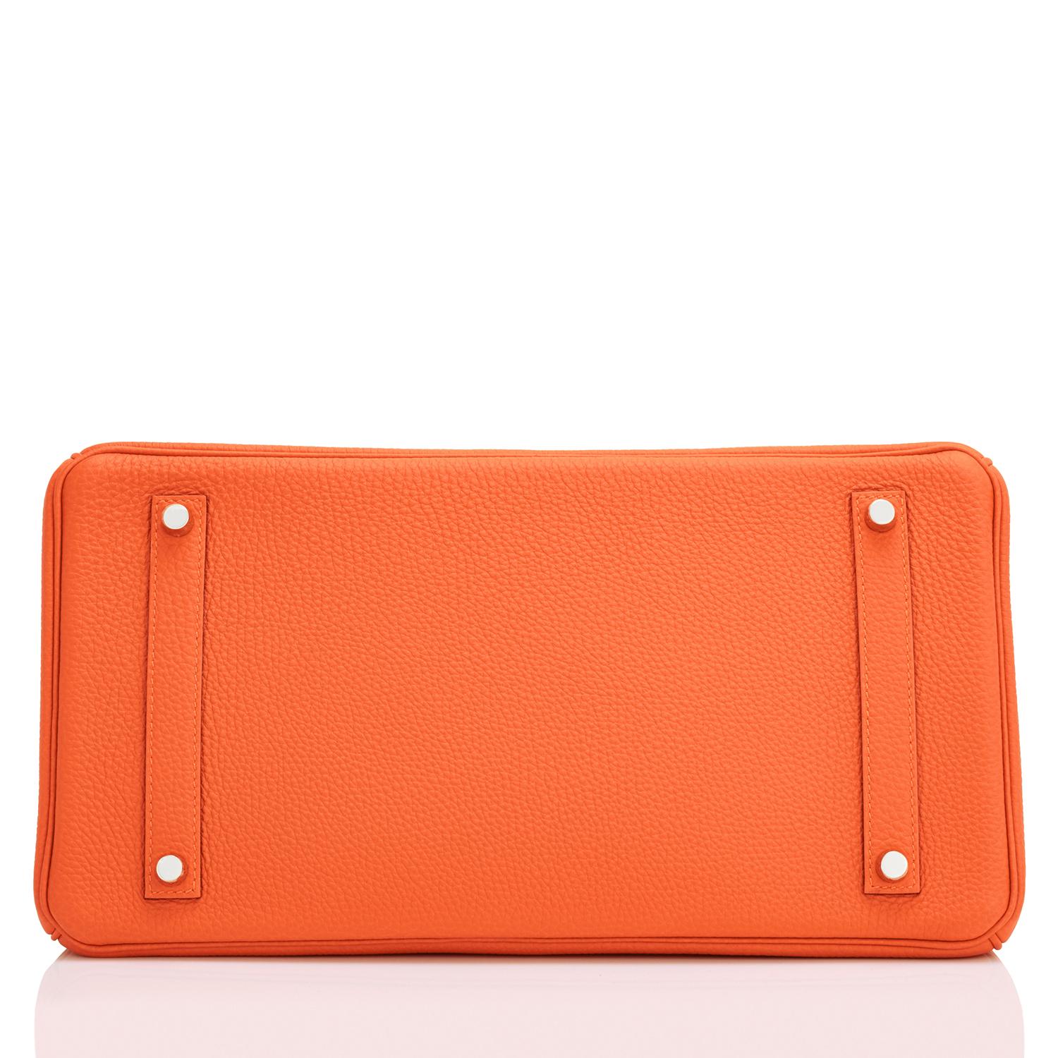 Hermes Birkin 35 Orange Feu Togo Palladium Hardware Bag NEW 3