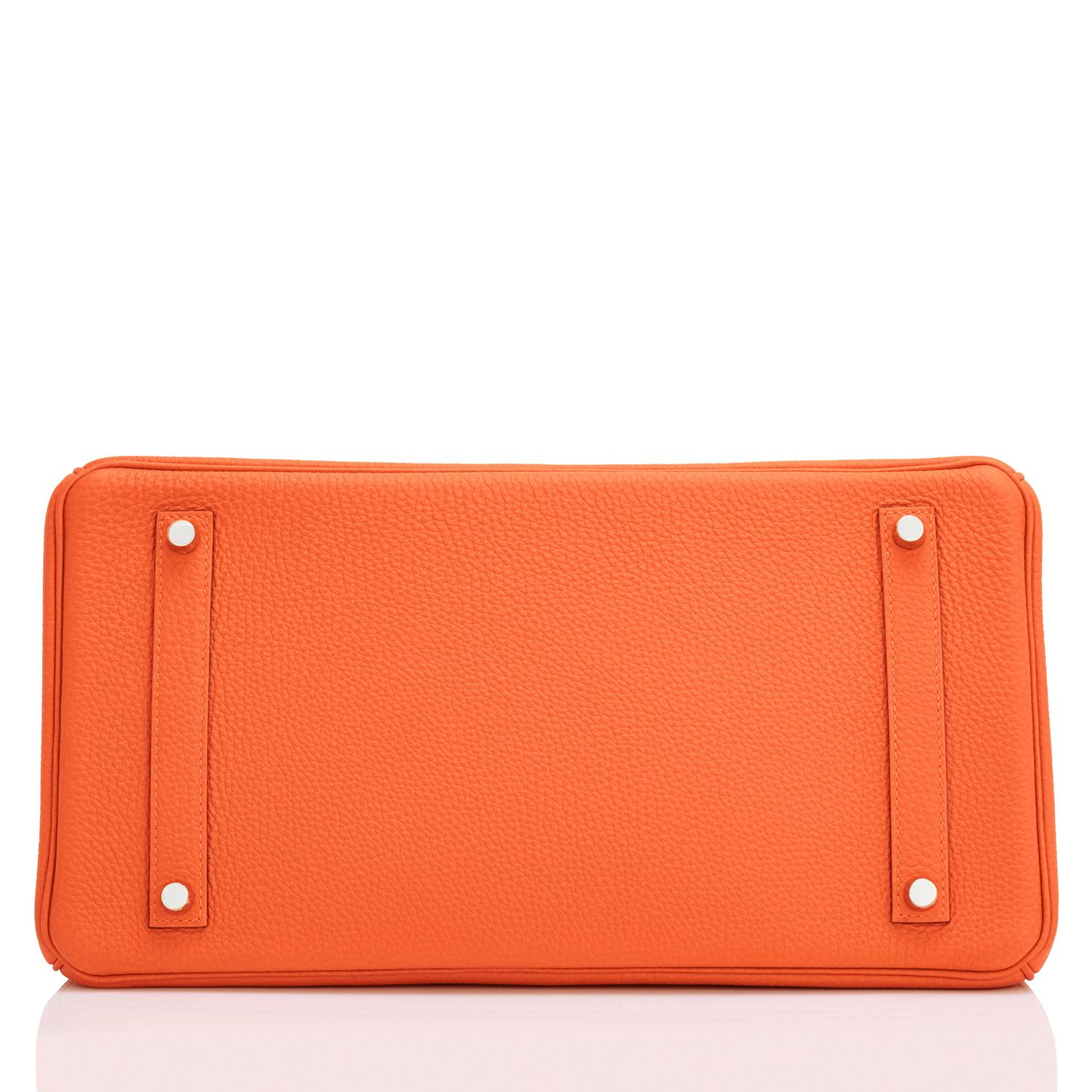 Hermes Birkin 35 Orange Feu Togo Palladium Hardware Tasche NEU 2