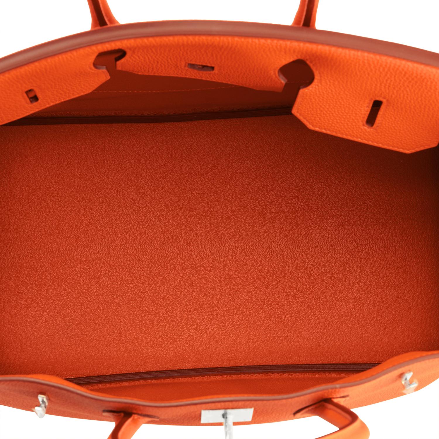 Hermes Birkin 35 Orange Feu Togo Palladium Hardware Bag NEW 4
