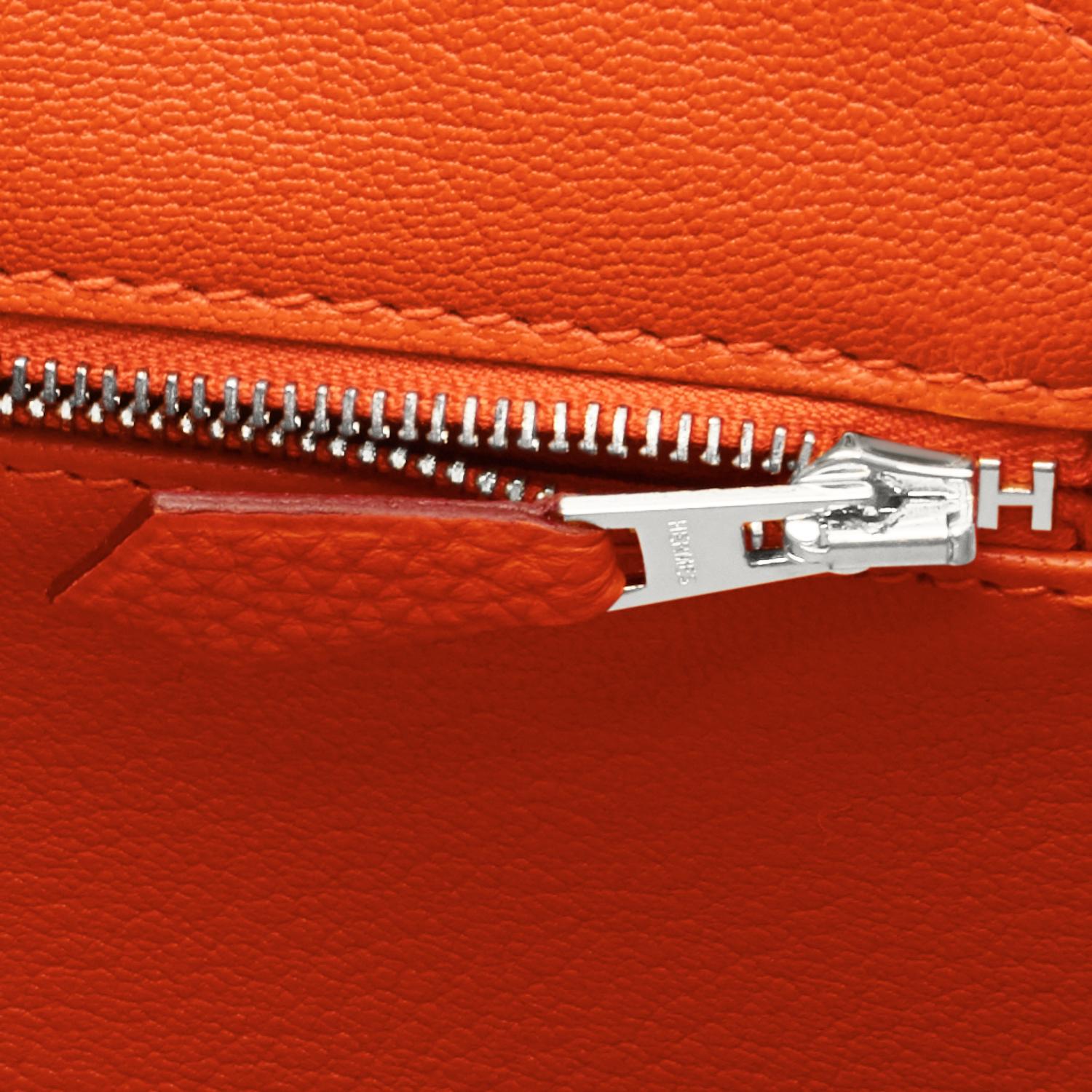 Hermes Birkin 35 Orange Feu Togo Palladium Hardware Bag NEW 5