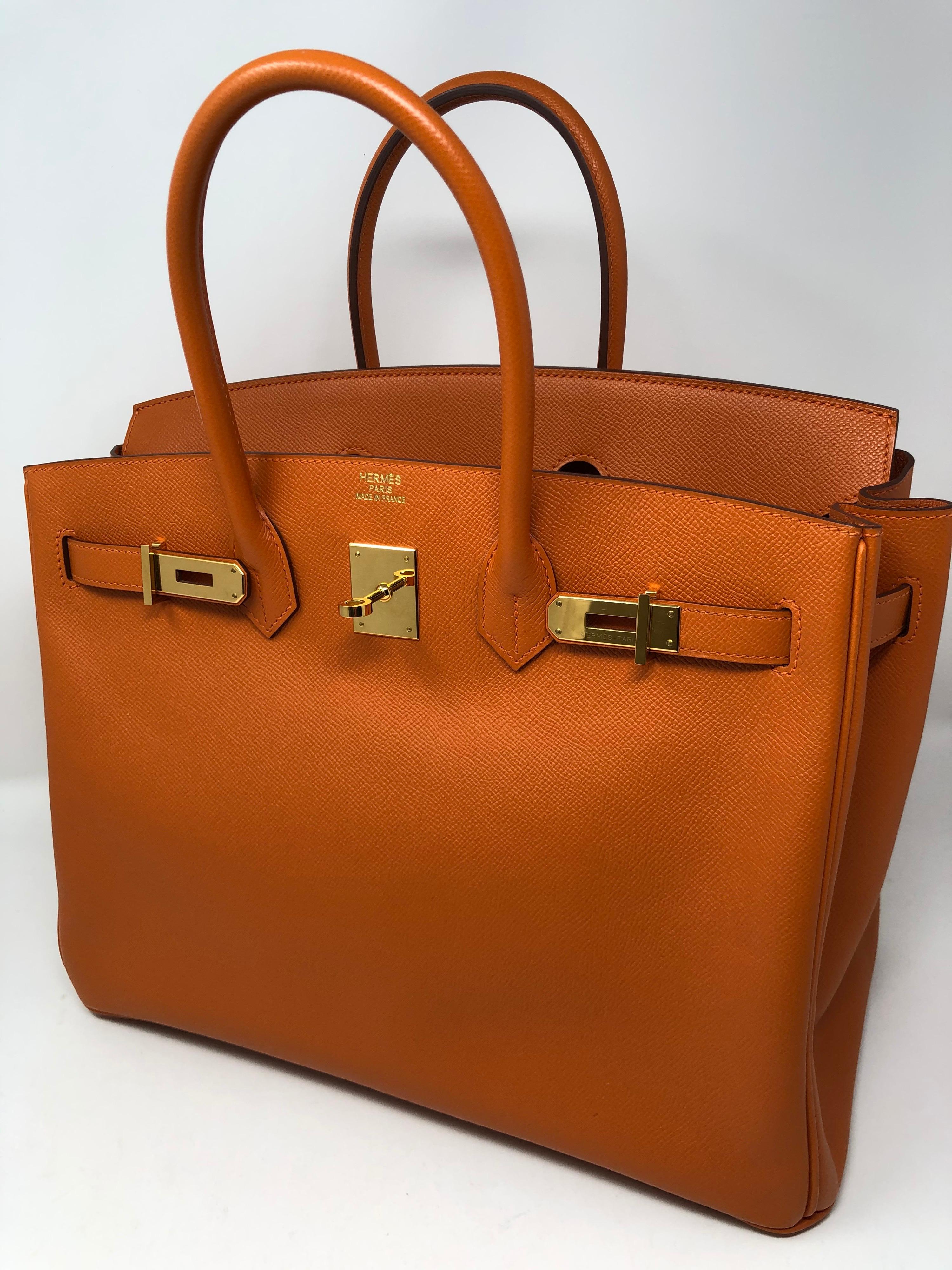 Hermes Birkin 35 Orange Gold Hardware Bag 5