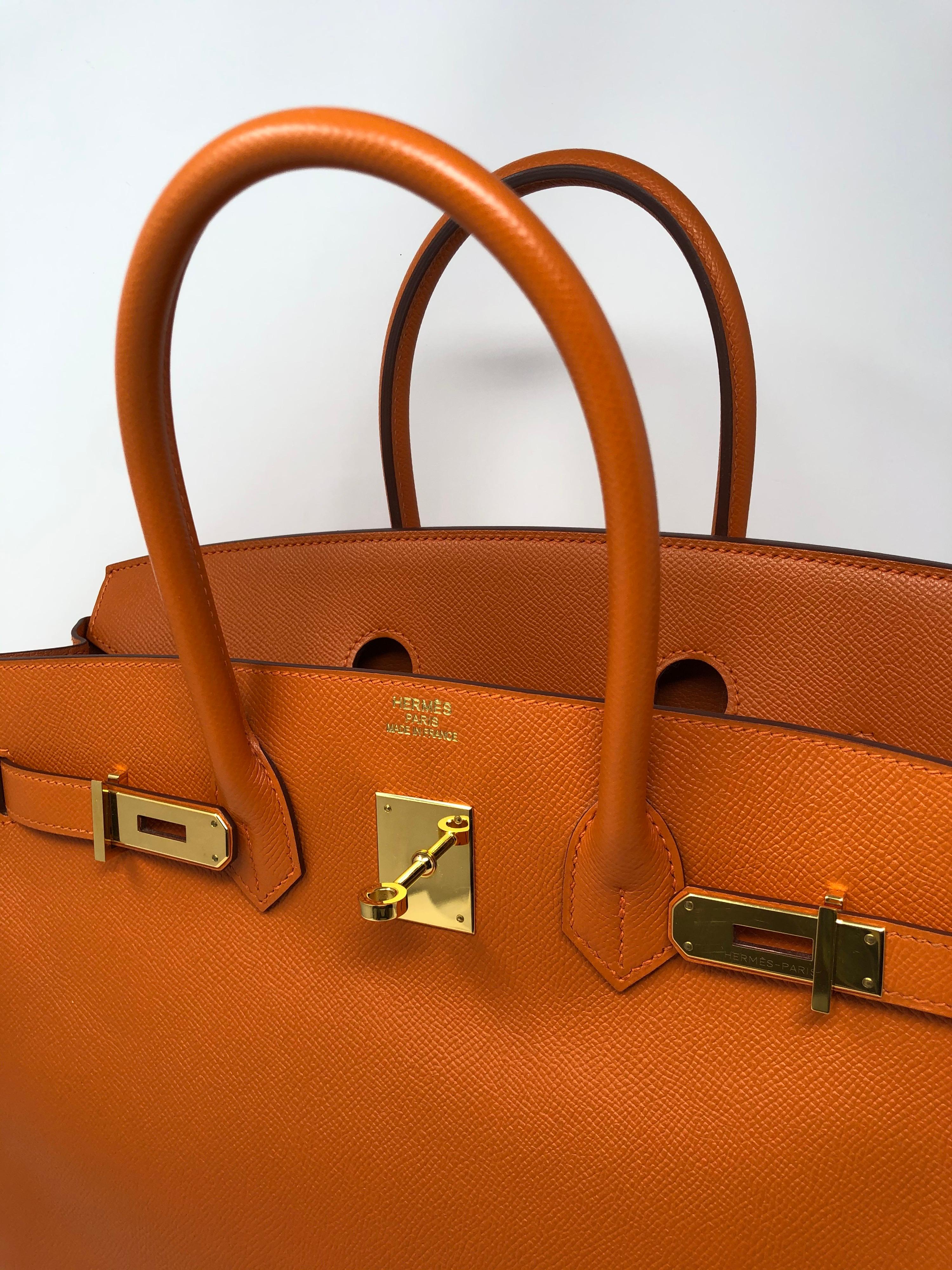 Hermes Birkin 35 Orange Gold Hardware Bag 6