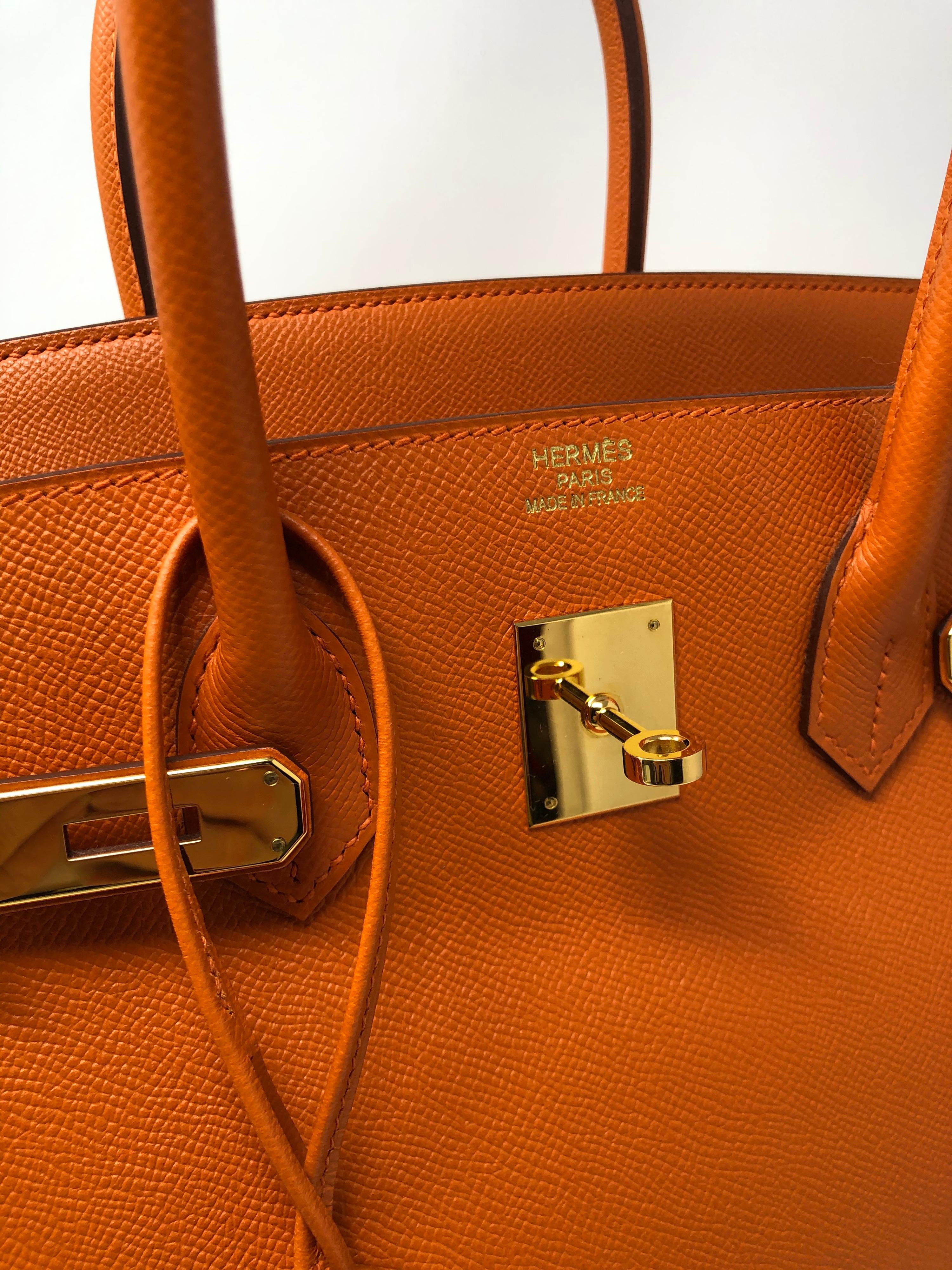 Hermes Birkin 35 Orange Gold Hardware Bag 8