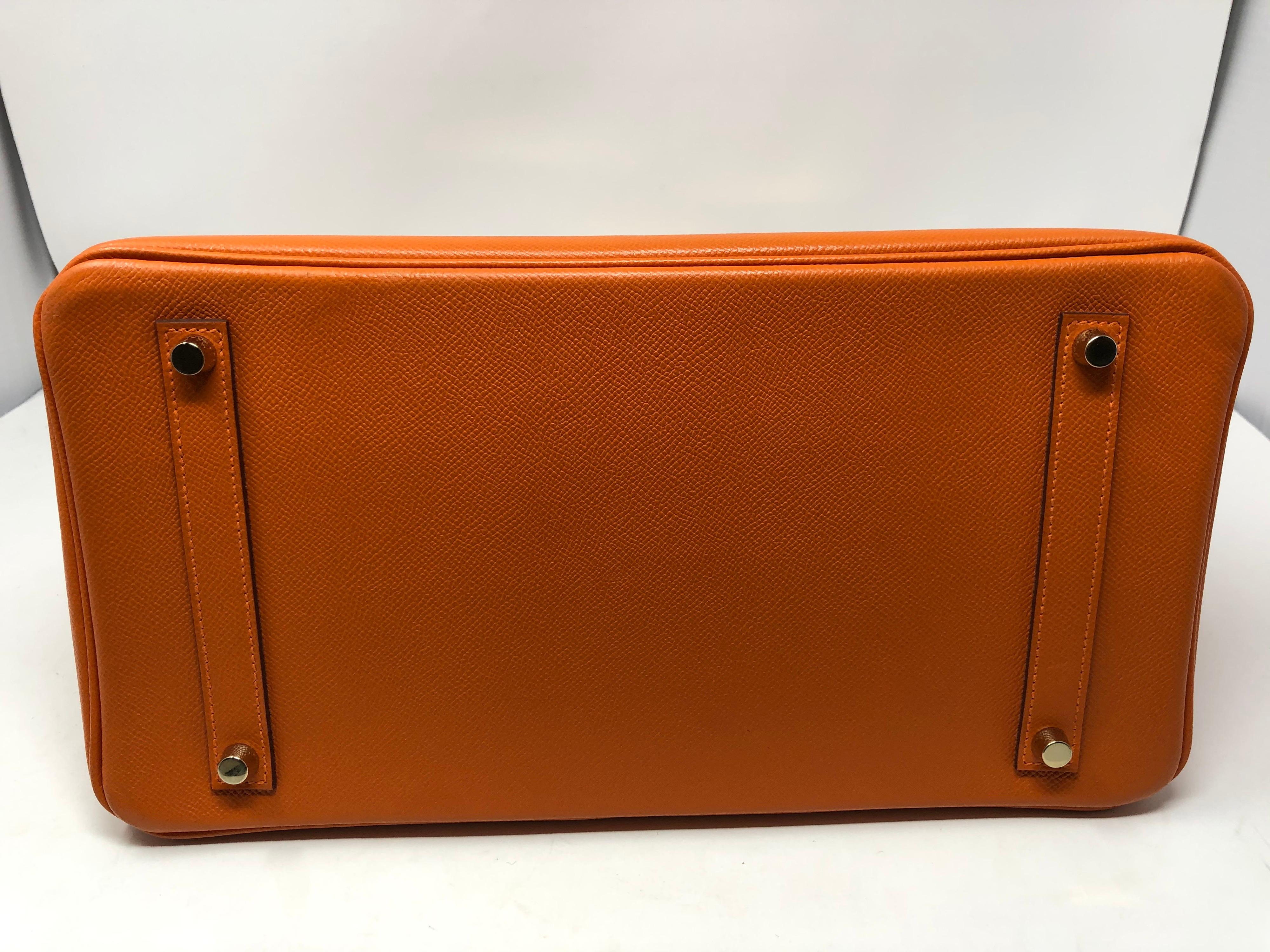 Hermes Birkin 35 Orange Gold Hardware Bag 9