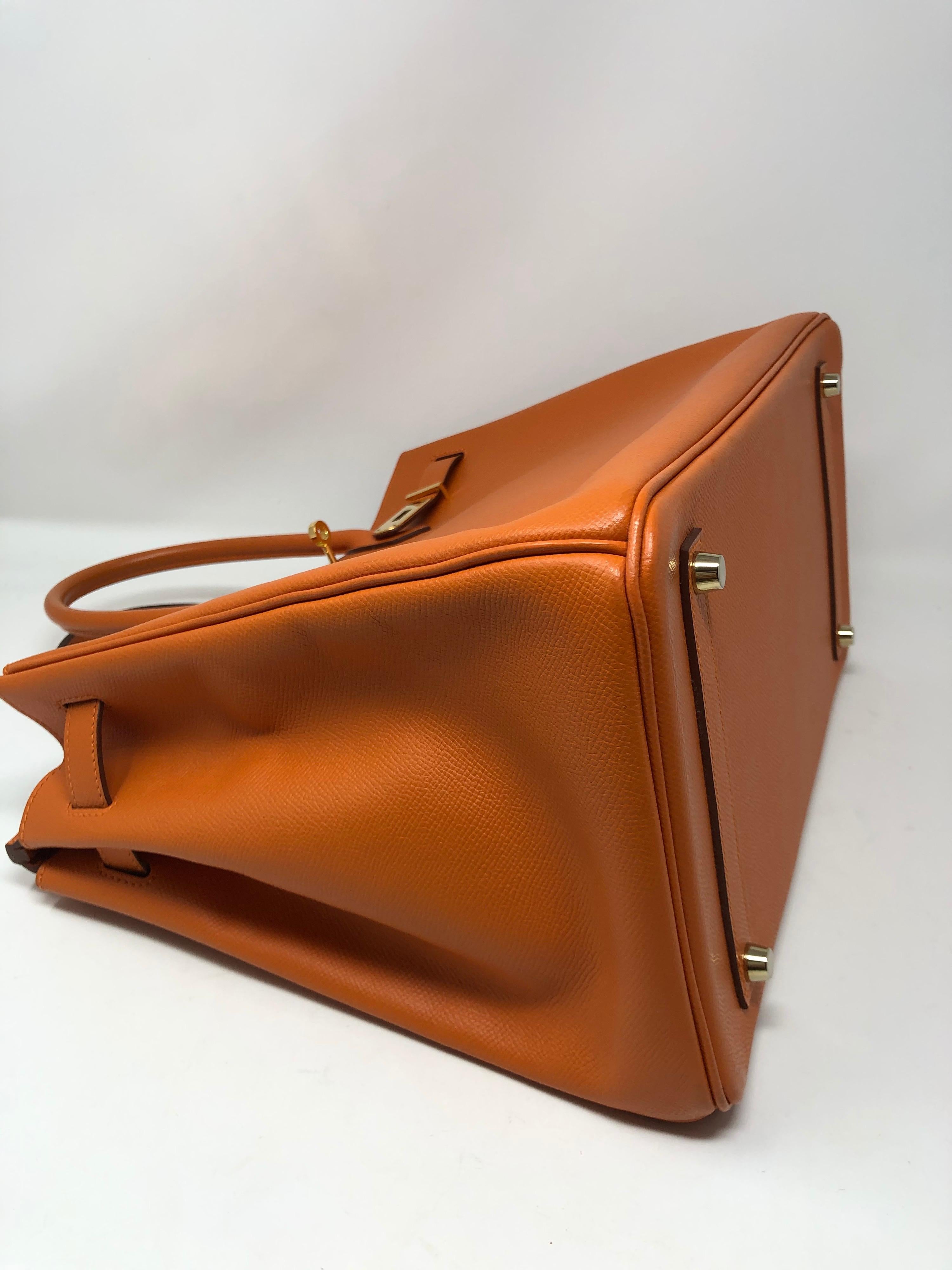 Hermes Birkin 35 Orange Gold Hardware Bag 10