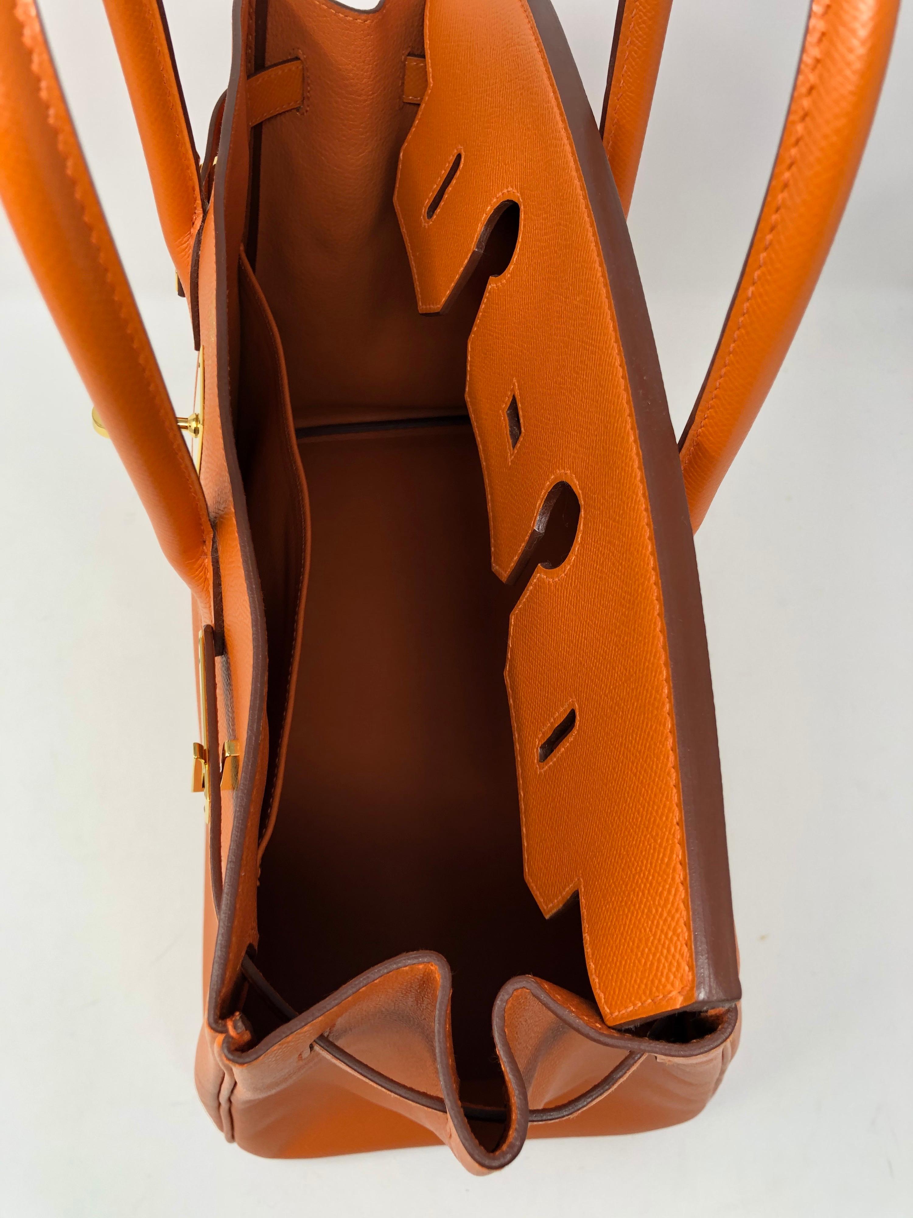 Hermes Birkin 35 Orange Gold Hardware Bag 12