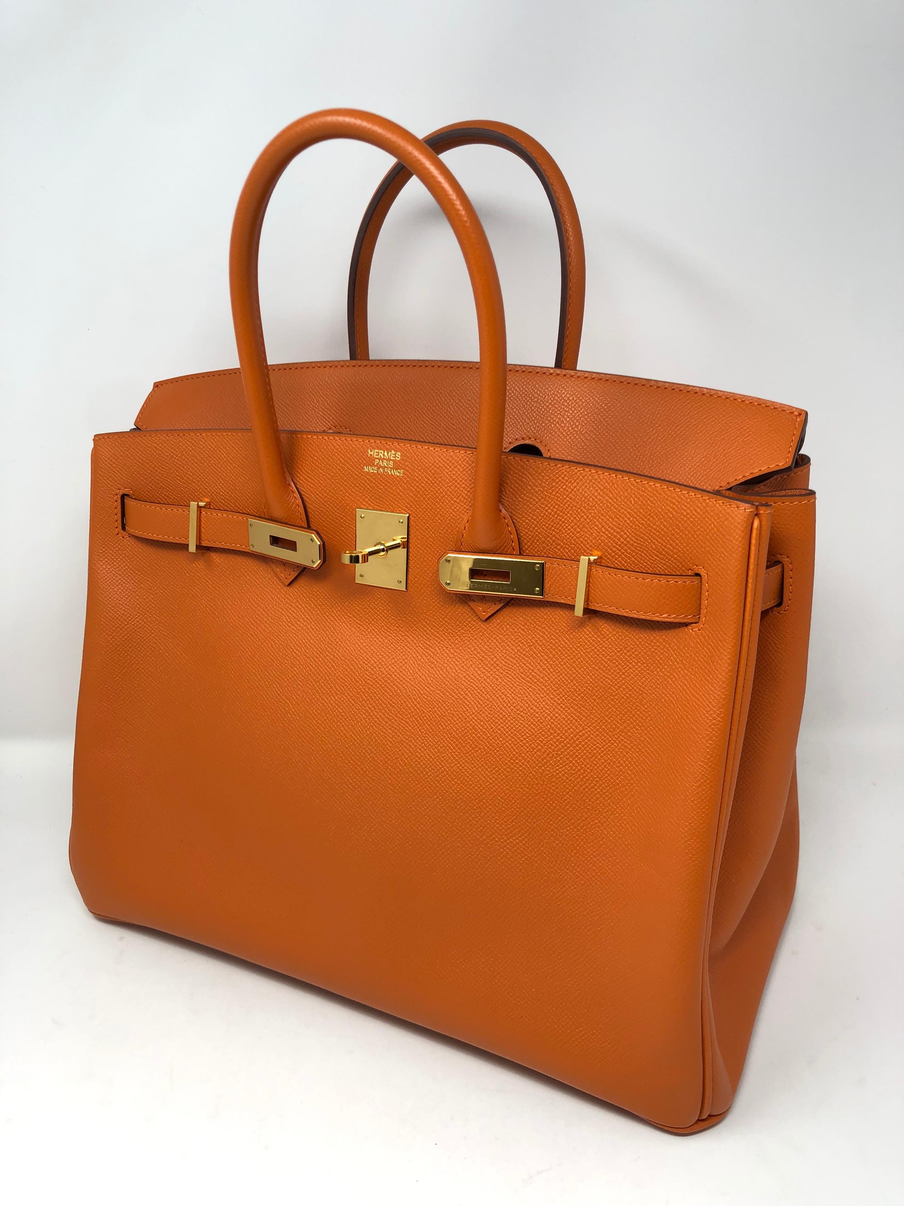 Hermes Birkin 35 Orange Gold Hardware Bag In Excellent Condition In Athens, GA
