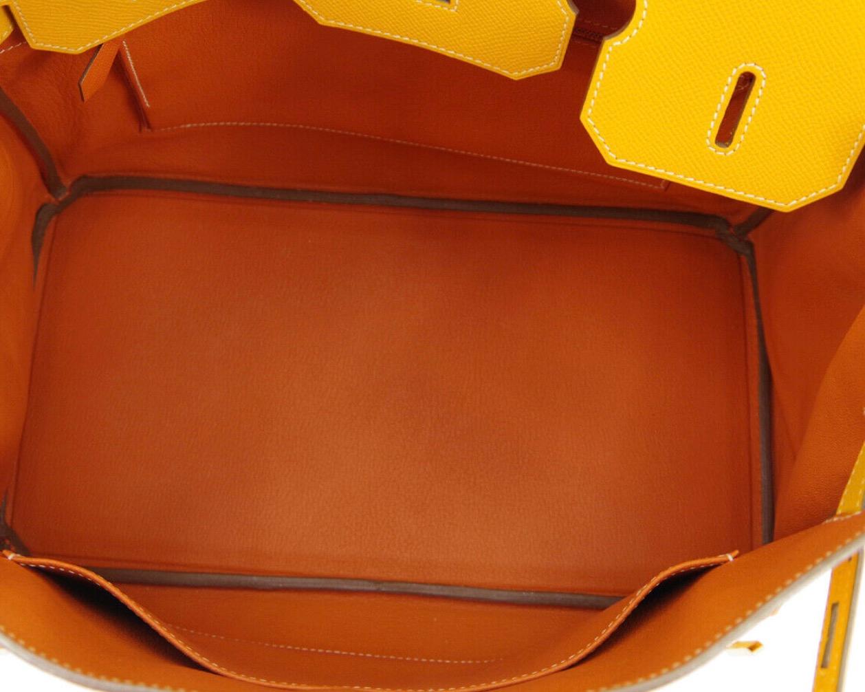 Hermes Birkin 35 Orange Yellow Limited Edition Gold Top Handle Satchel Tote Bag 1