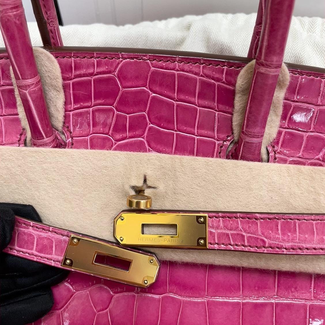 Hermes Birkin 35 Pink Crocodile porosus bag gold hardware 7