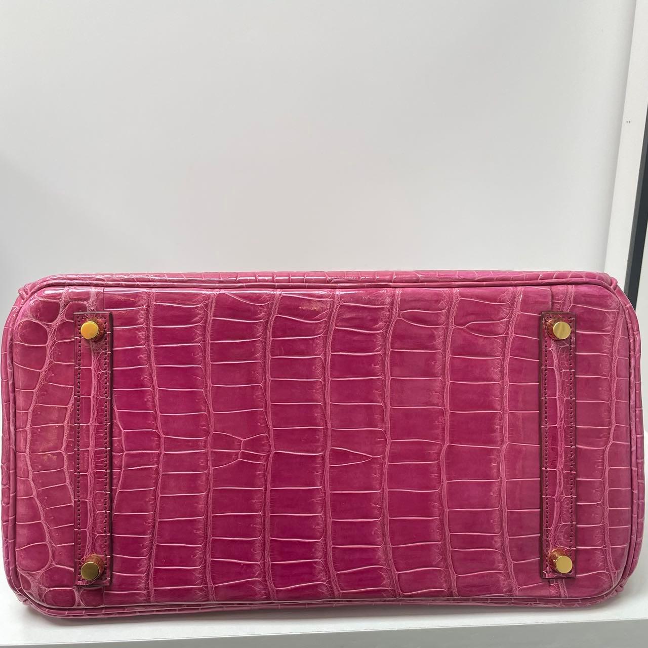 Hermes Birkin 35 Pink Crocodile porosus bag gold hardware 11