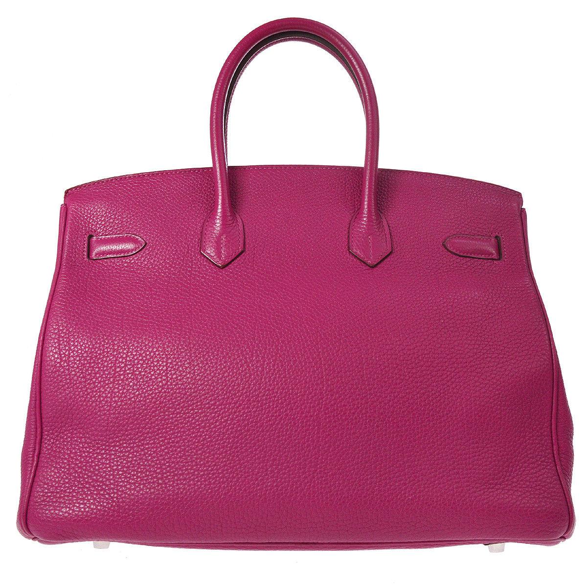 Hermes Birkin 35 Pink Palladium Silver CarryAll Satchel Tote Shoulder Bag 1