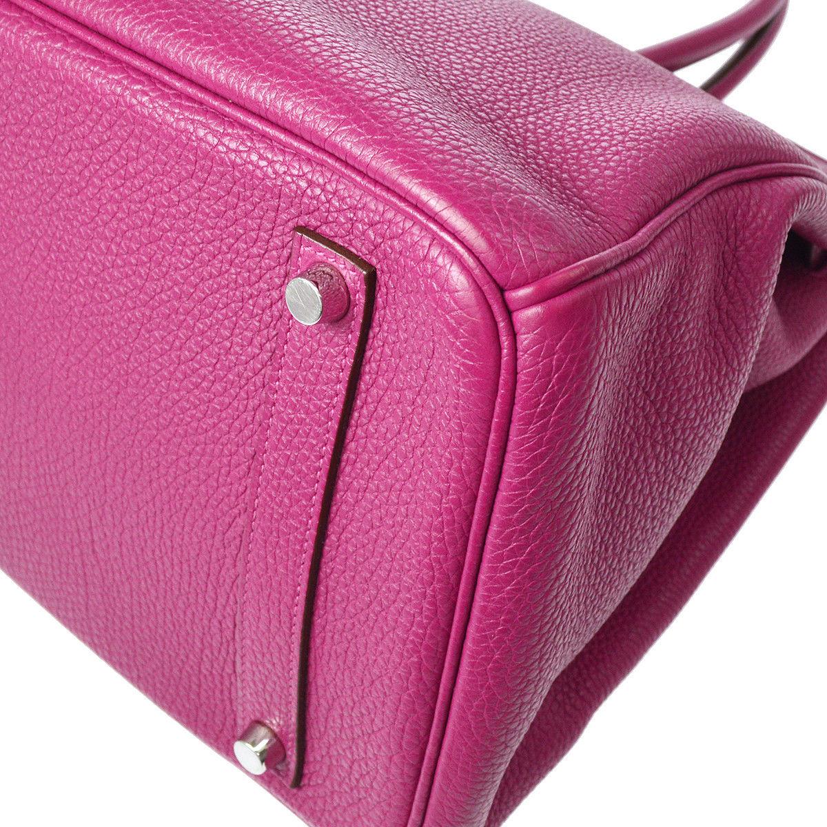 Hermes Birkin 35 Pink Palladium Silver CarryAll Satchel Tote Shoulder Bag 3