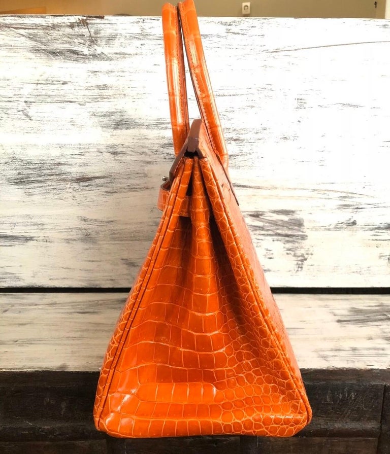 Hermes Birkin 30 Bag Orange Crocodile with Palladium Hardware – Mightychic