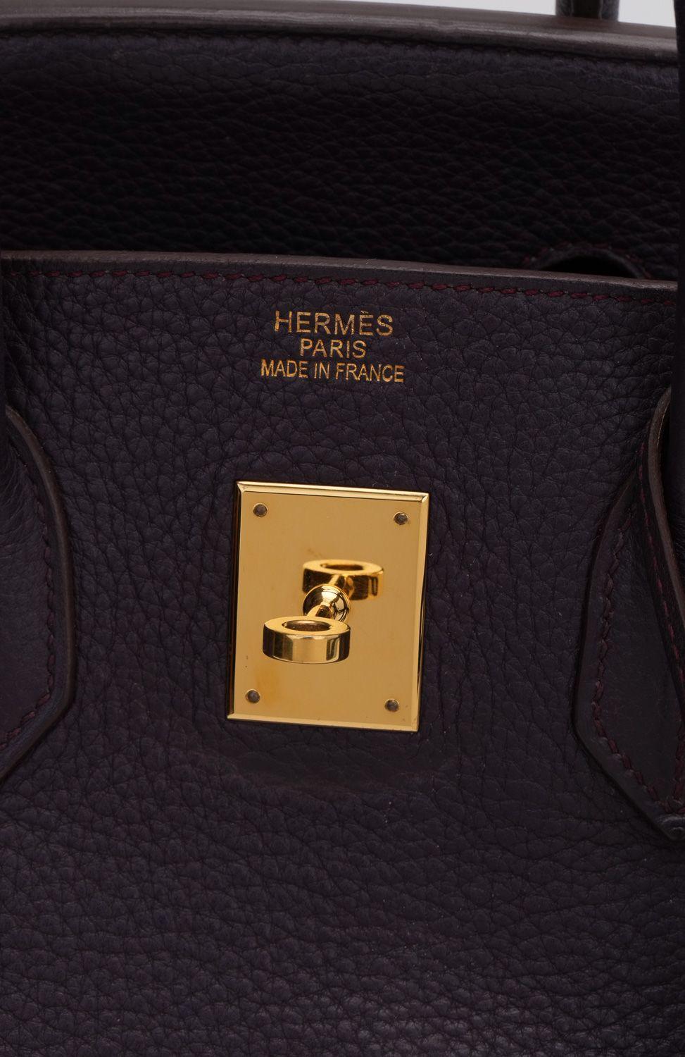 Hermès Birkin 35 Raisin Clémence Or en vente 3