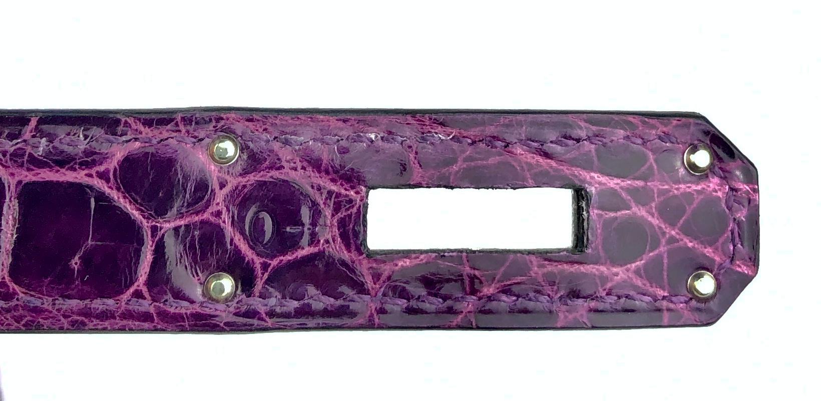 Hermes Birkin 35 Raisin Purple Shiny Porosus Crocodile Palladium Hardware 4