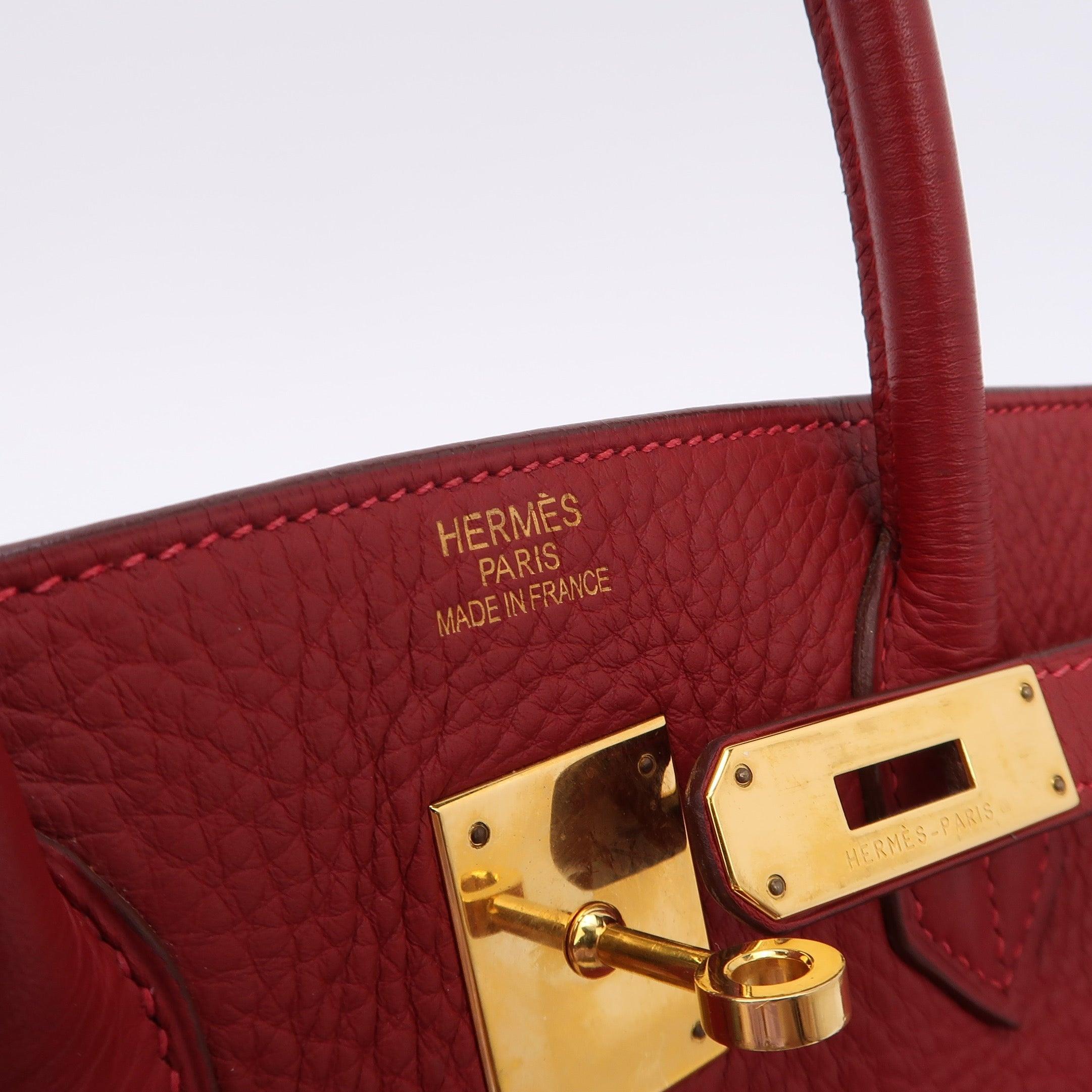 Hermes Birkin 35 Red 54 Rouge Garance Clemence Leather Gold Hardware 2006 For Sale 5