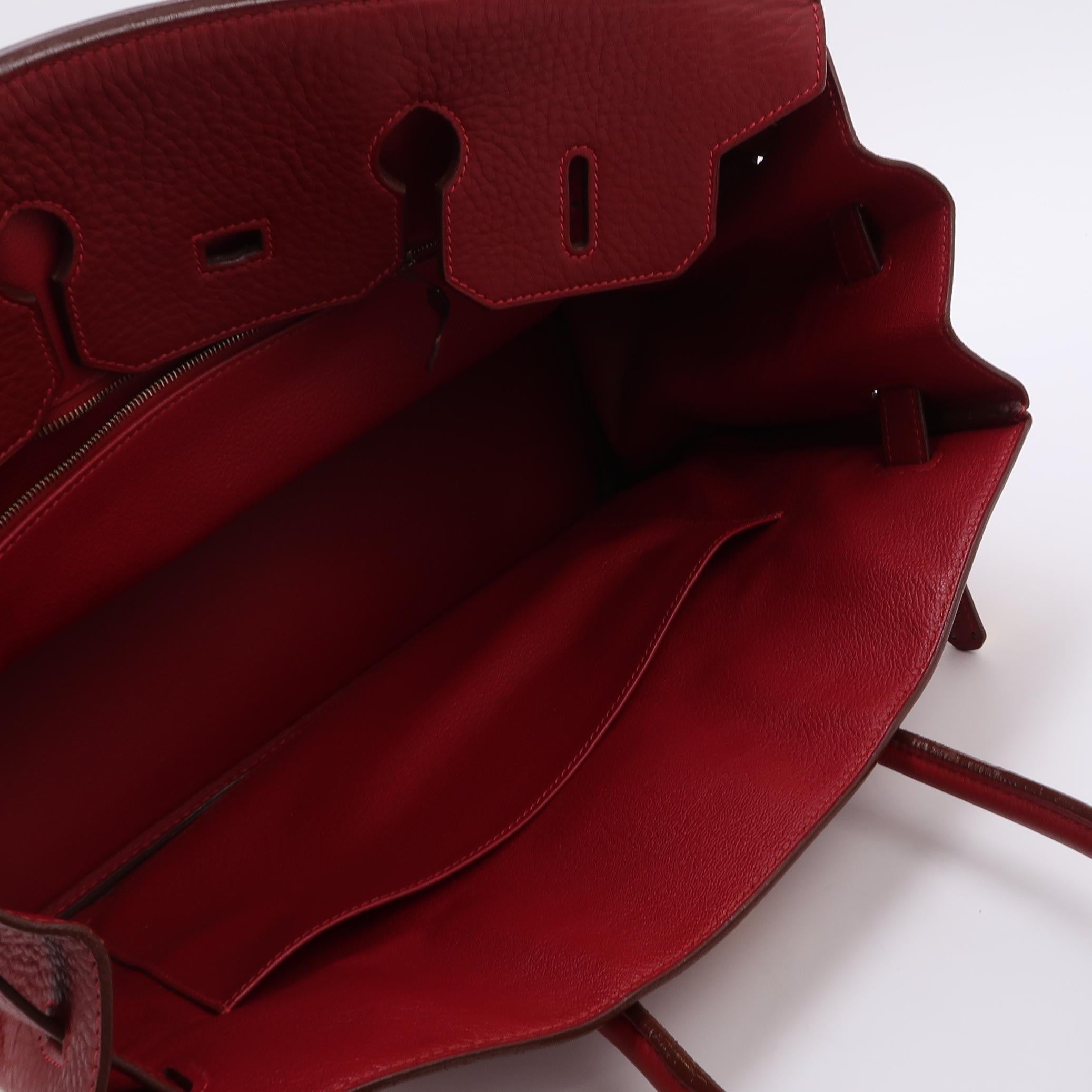 Hermes Birkin 35 Red 54 Rouge Garance Clemence Leather Gold Hardware 2006 For Sale 2