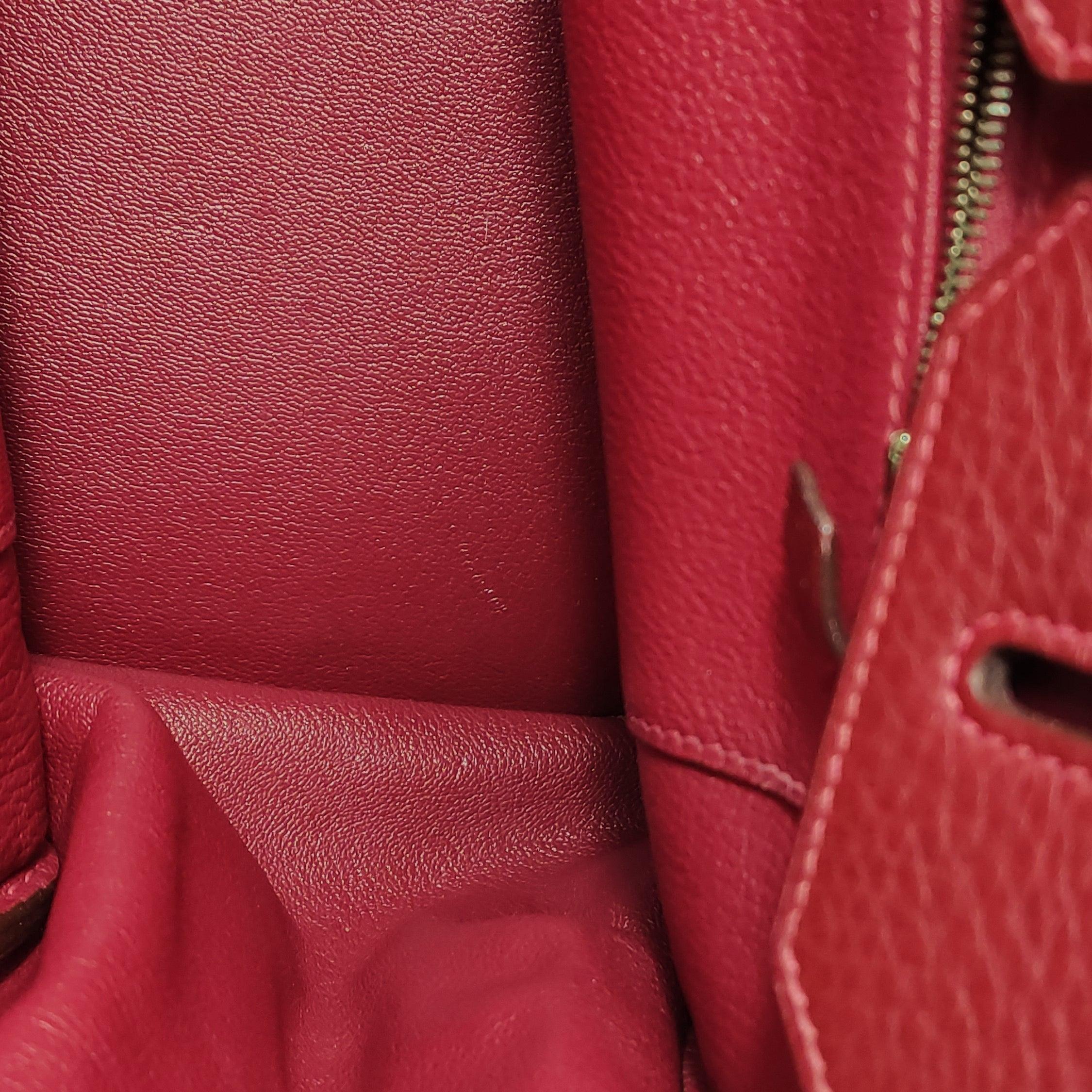 Hermes Birkin 35 Red 54 Rouge Garance Clemence Leather Gold Hardware 2006 For Sale 4