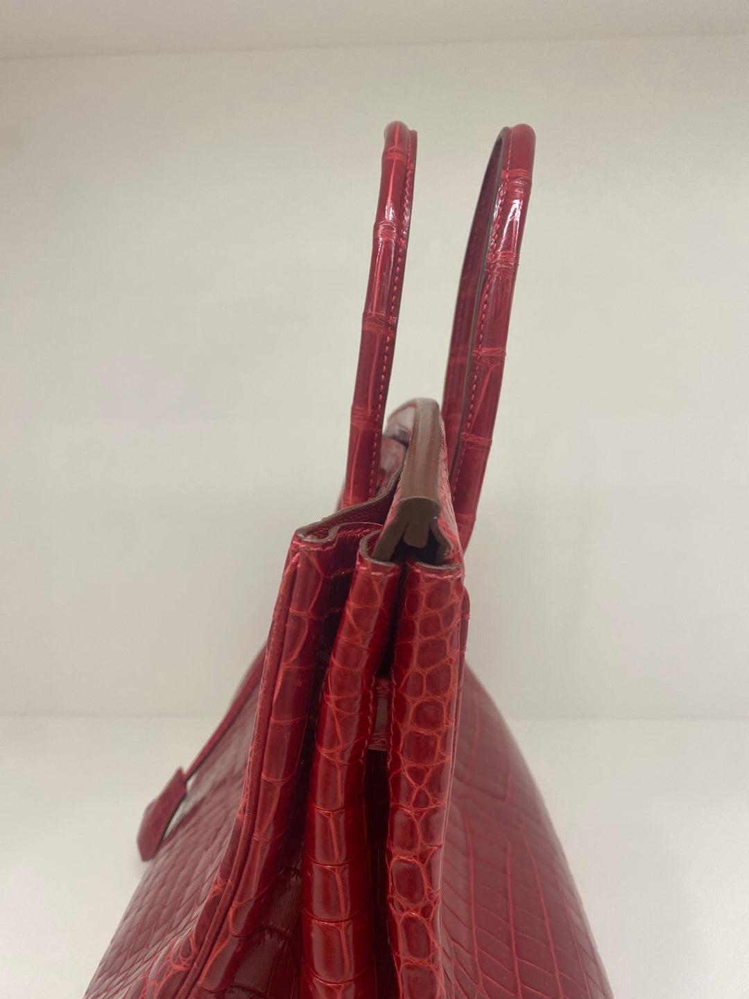 Hermes Birkin 35 Red Alligator PHW For Sale 6