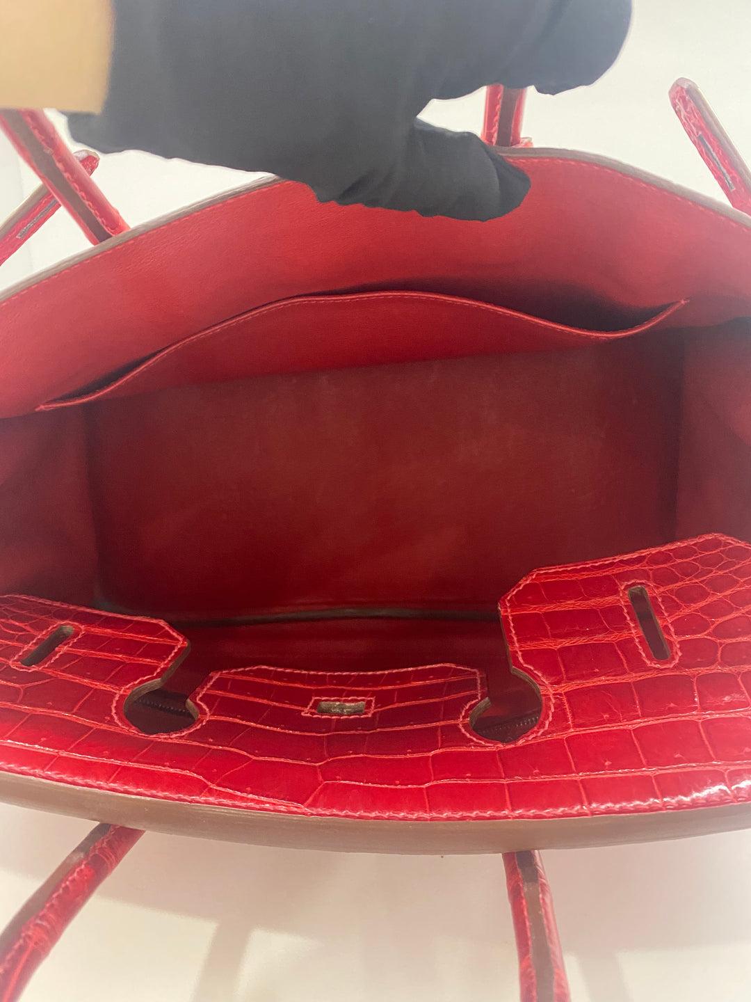 Hermes Birkin 35 Red Alligator PHW For Sale 7