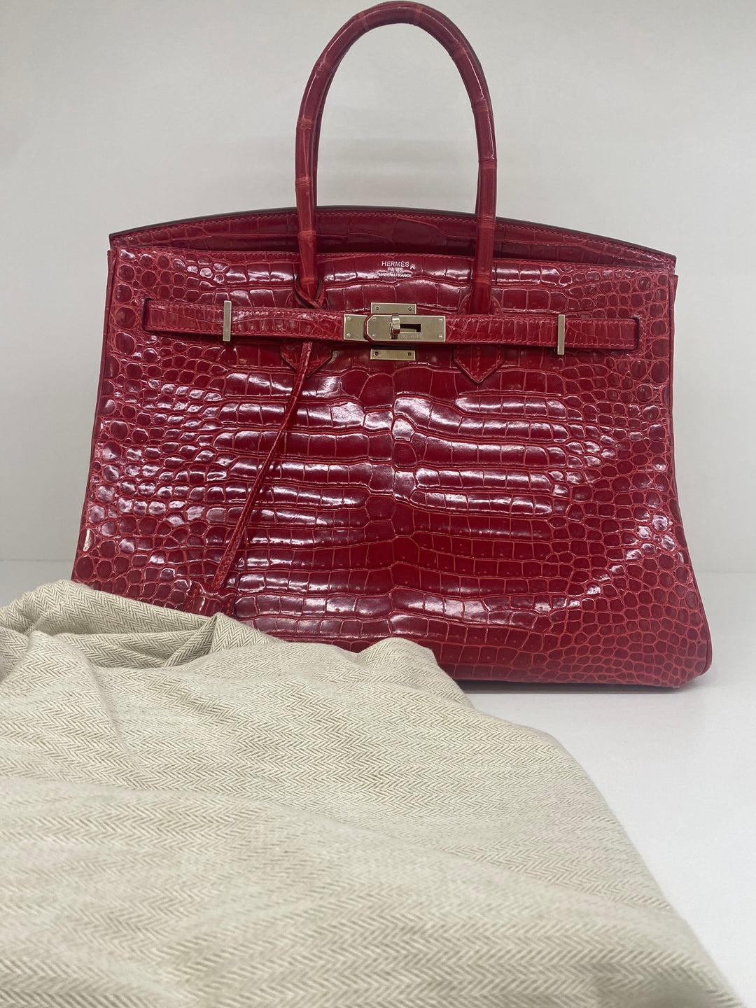 Hermes Birkin 35 Red Alligator PHW 8