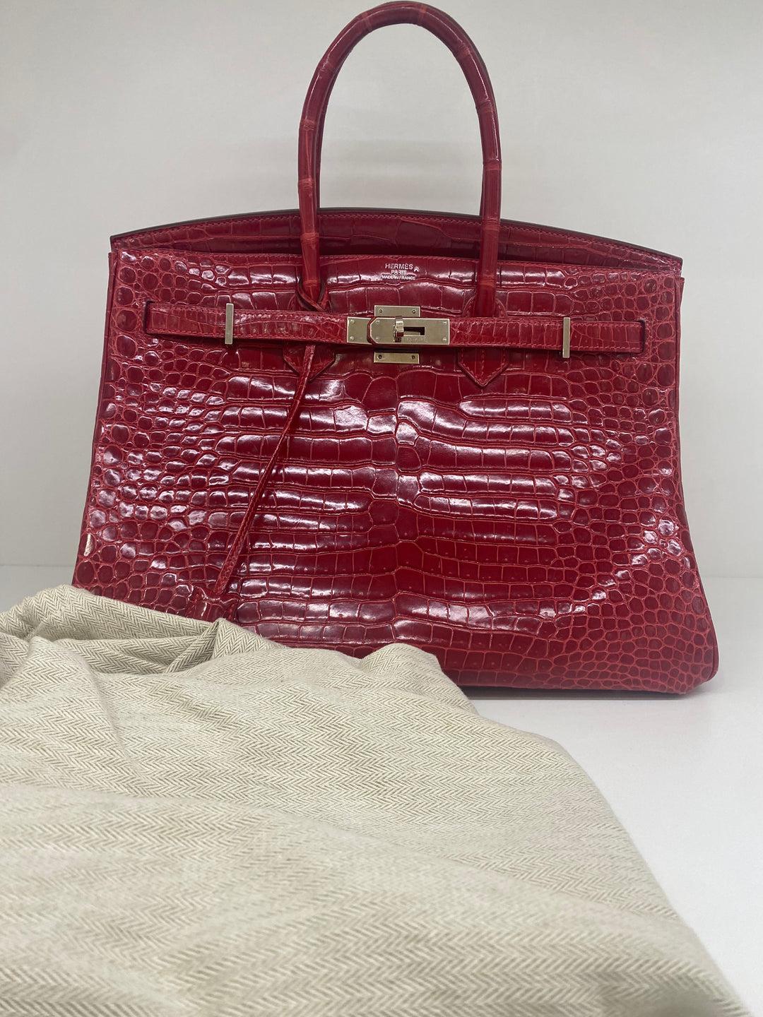 Hermes Birkin 35 Red Alligator PHW For Sale 8