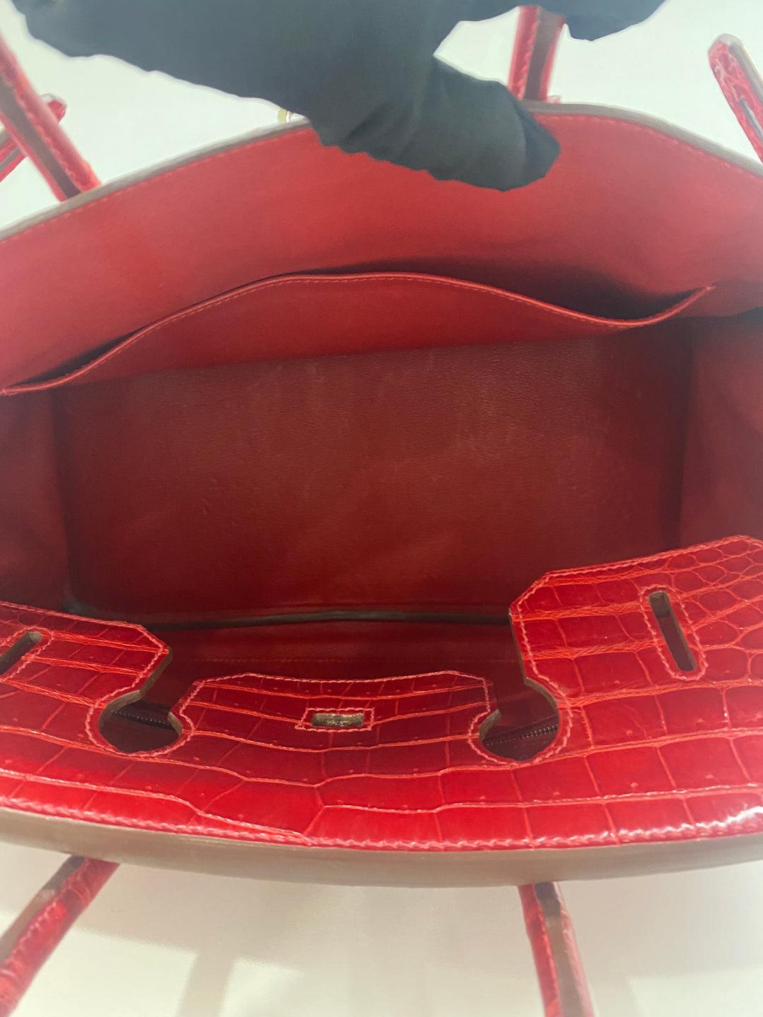 Hermes Birkin 35 Red Alligator PHW For Sale 9