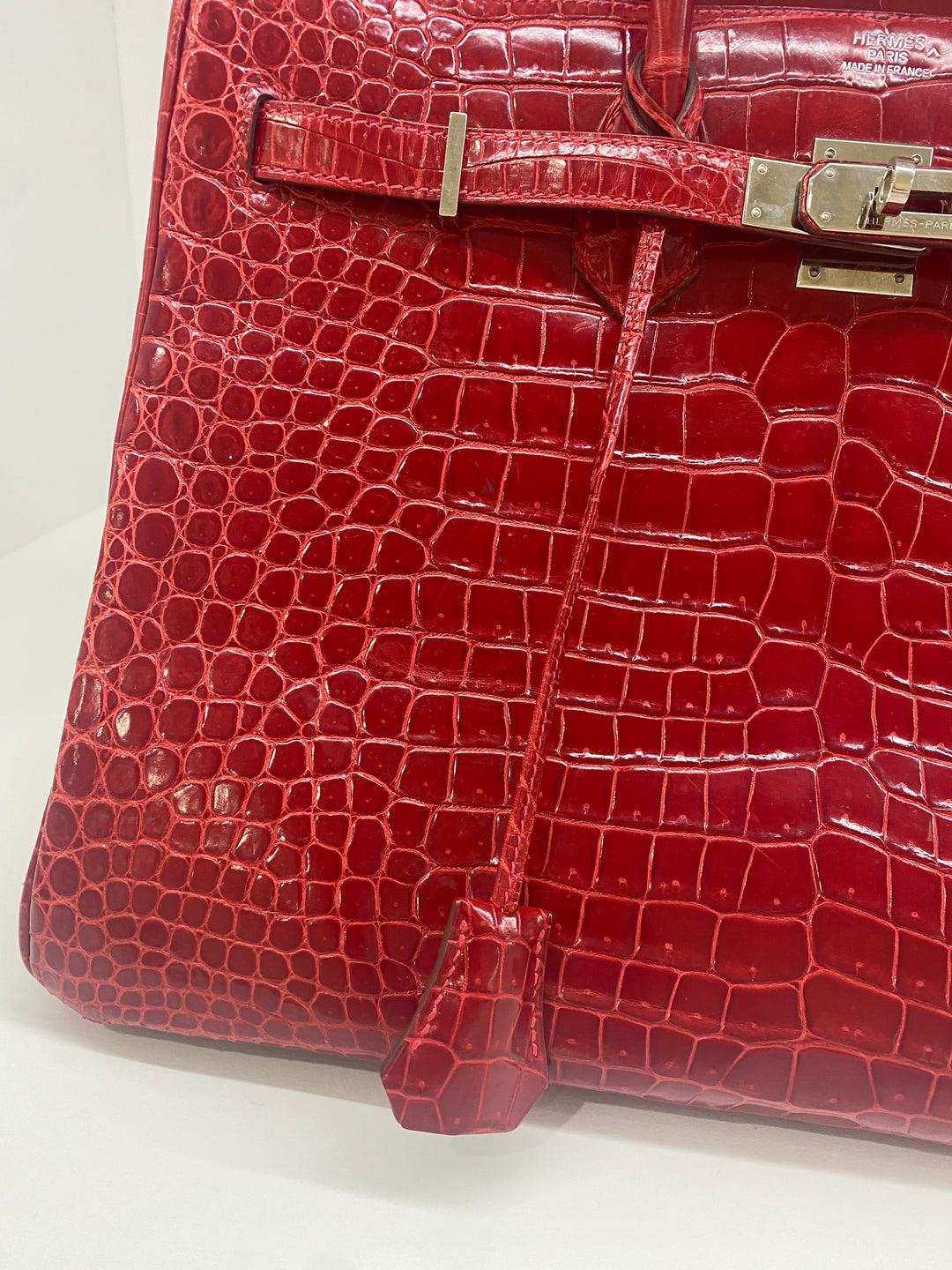 Hermes Birkin 35 Red Alligator PHW For Sale 2