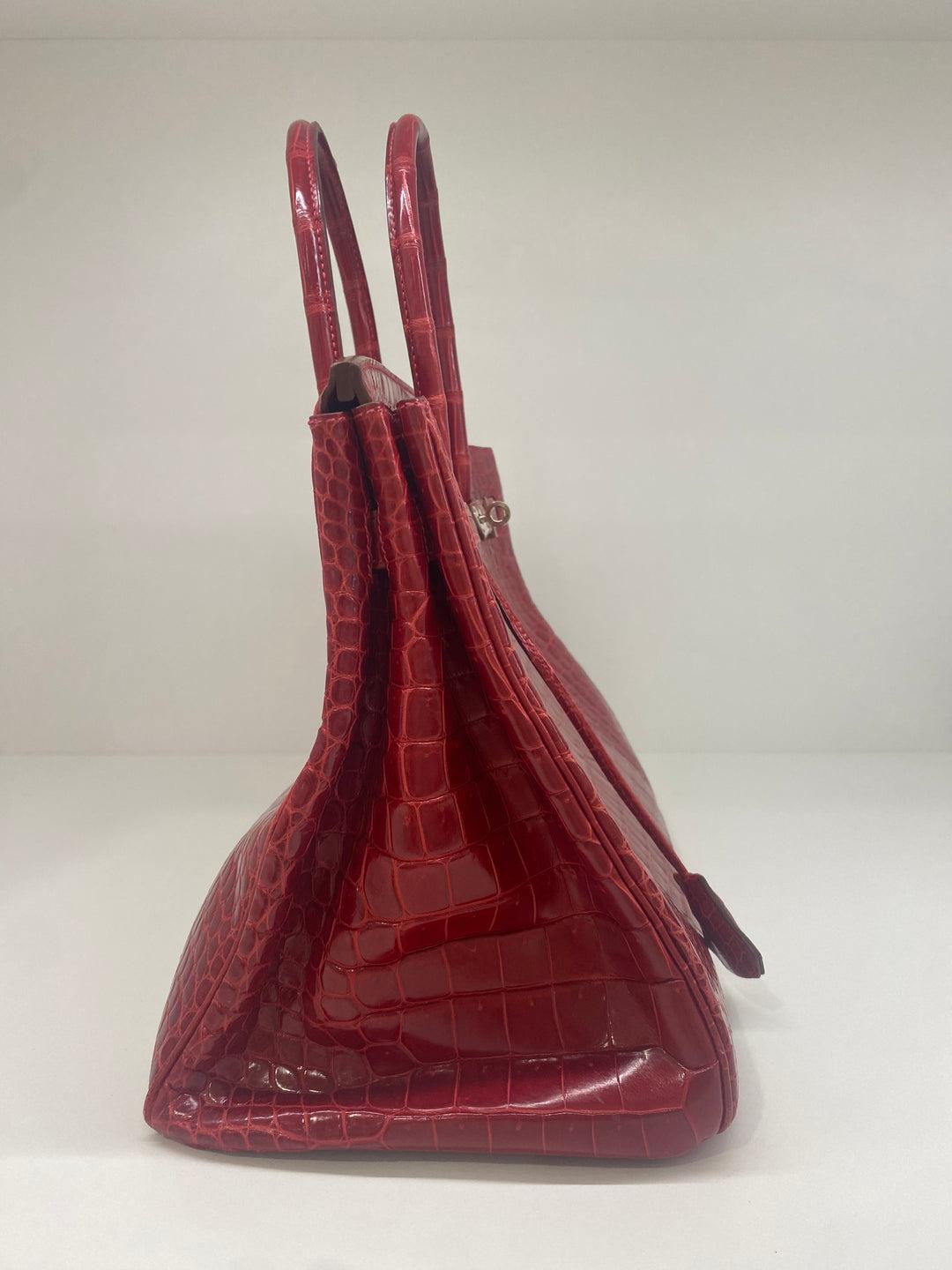 Hermes Birkin 35 Red Alligator PHW For Sale 4