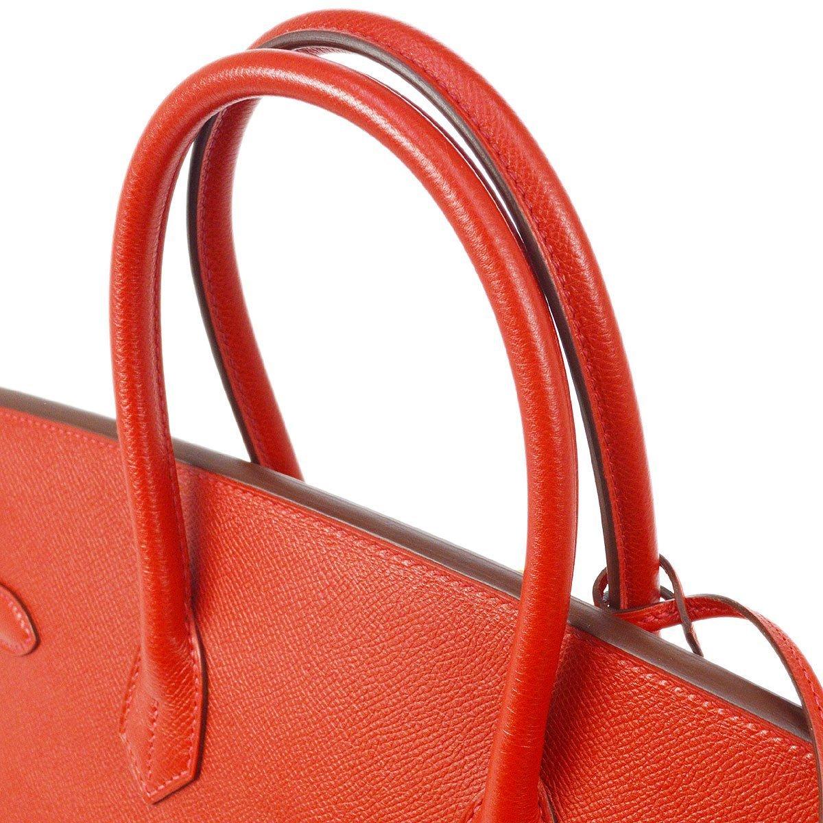 HERMES Birkin 35 Red Epsom Leather Gold Hardware Top Handle Tote Bag in Box In Good Condition In Chicago, IL