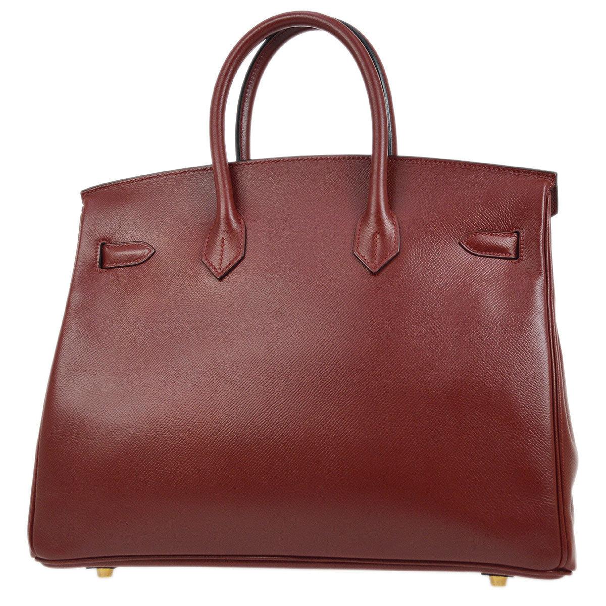 HERMES Birkin 35 Red Rouge Burgundy Courchevel Leather Gold Hardware Top Handle In Good Condition In Chicago, IL