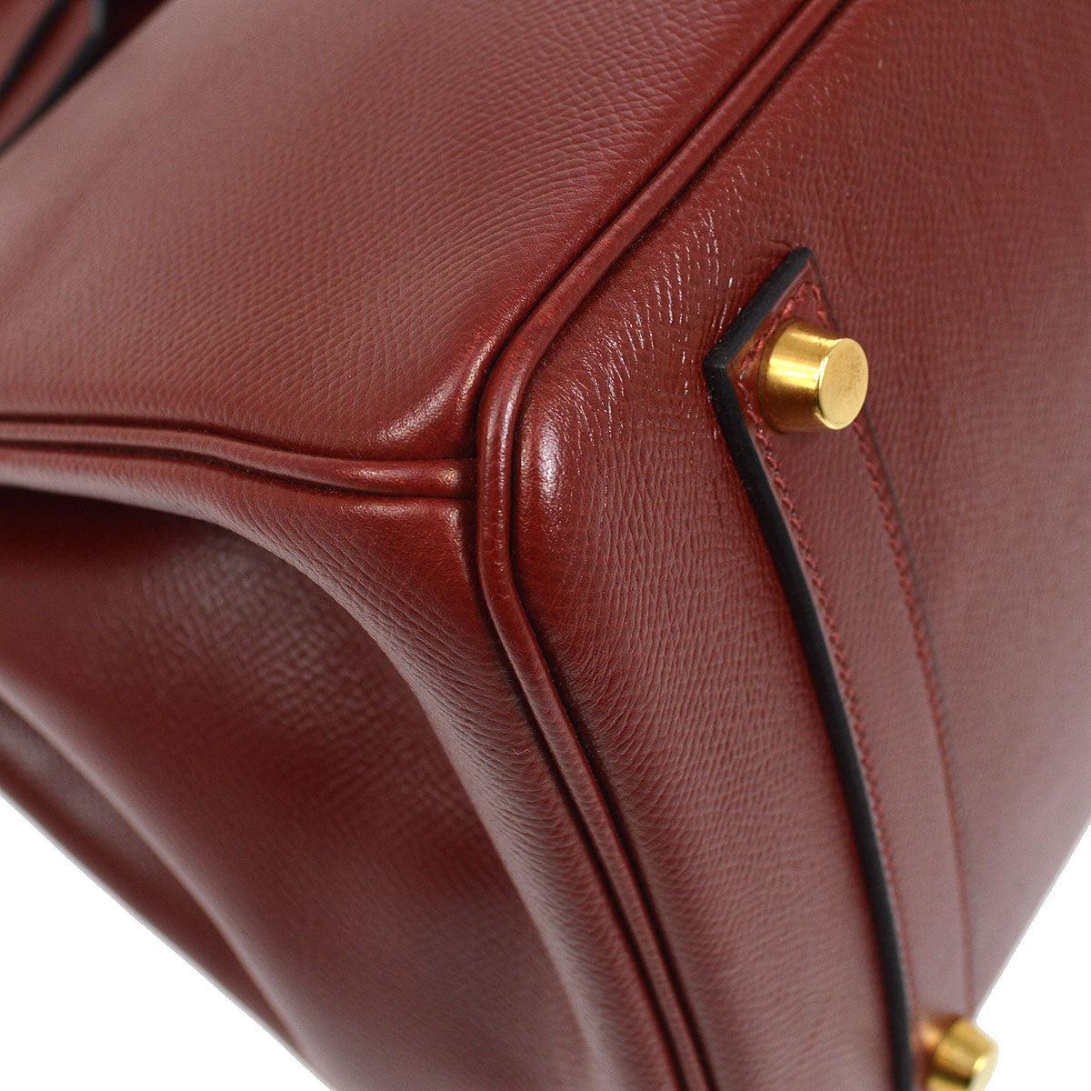 Women's HERMES Birkin 35 Red Rouge Burgundy Courchevel Leather Gold Hardware Top Handle