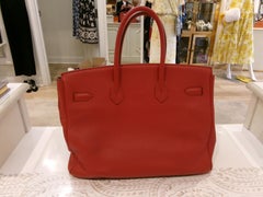 Hermes Birkin 35 RED SILVER HARDWARE