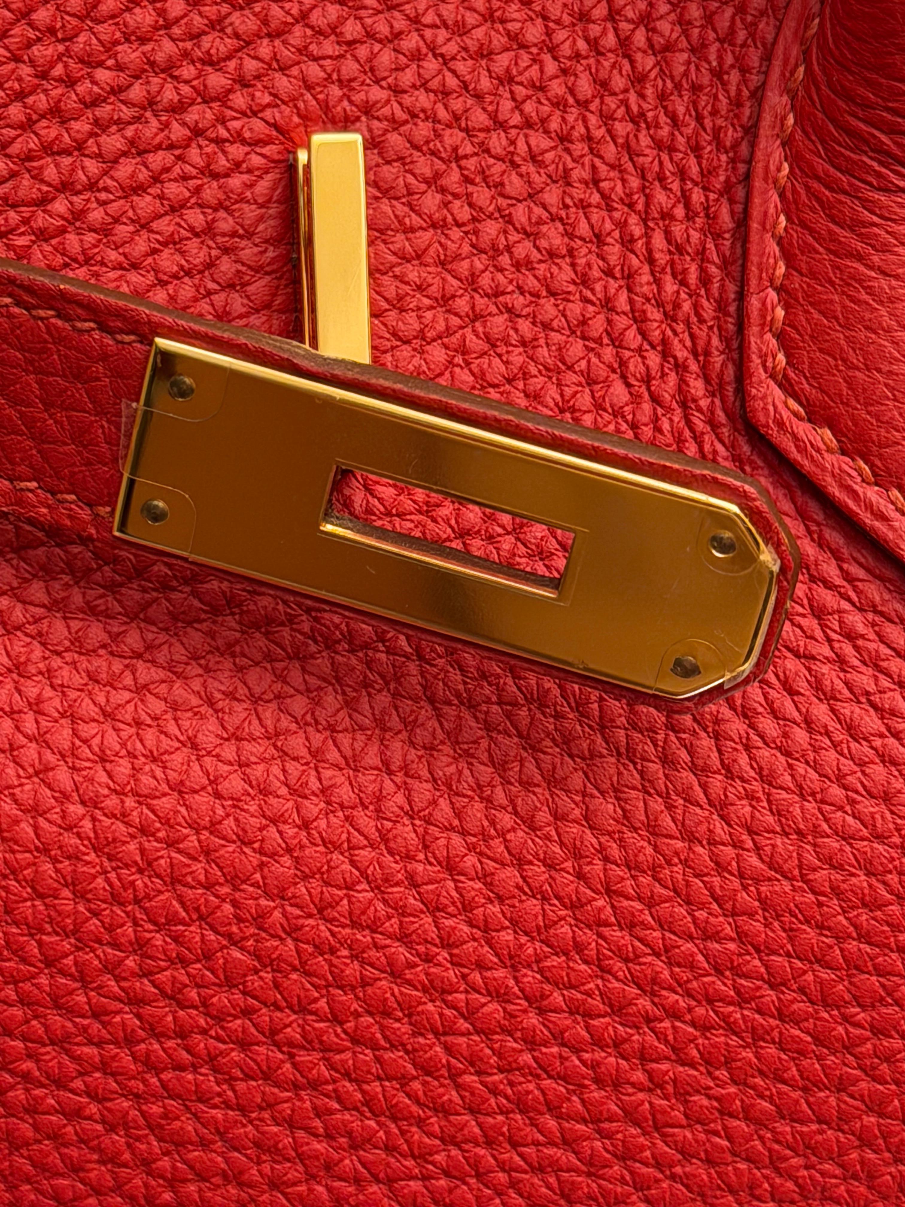 Hermes Birkin 35 Rosso Togo borsa GHW in vendita 6