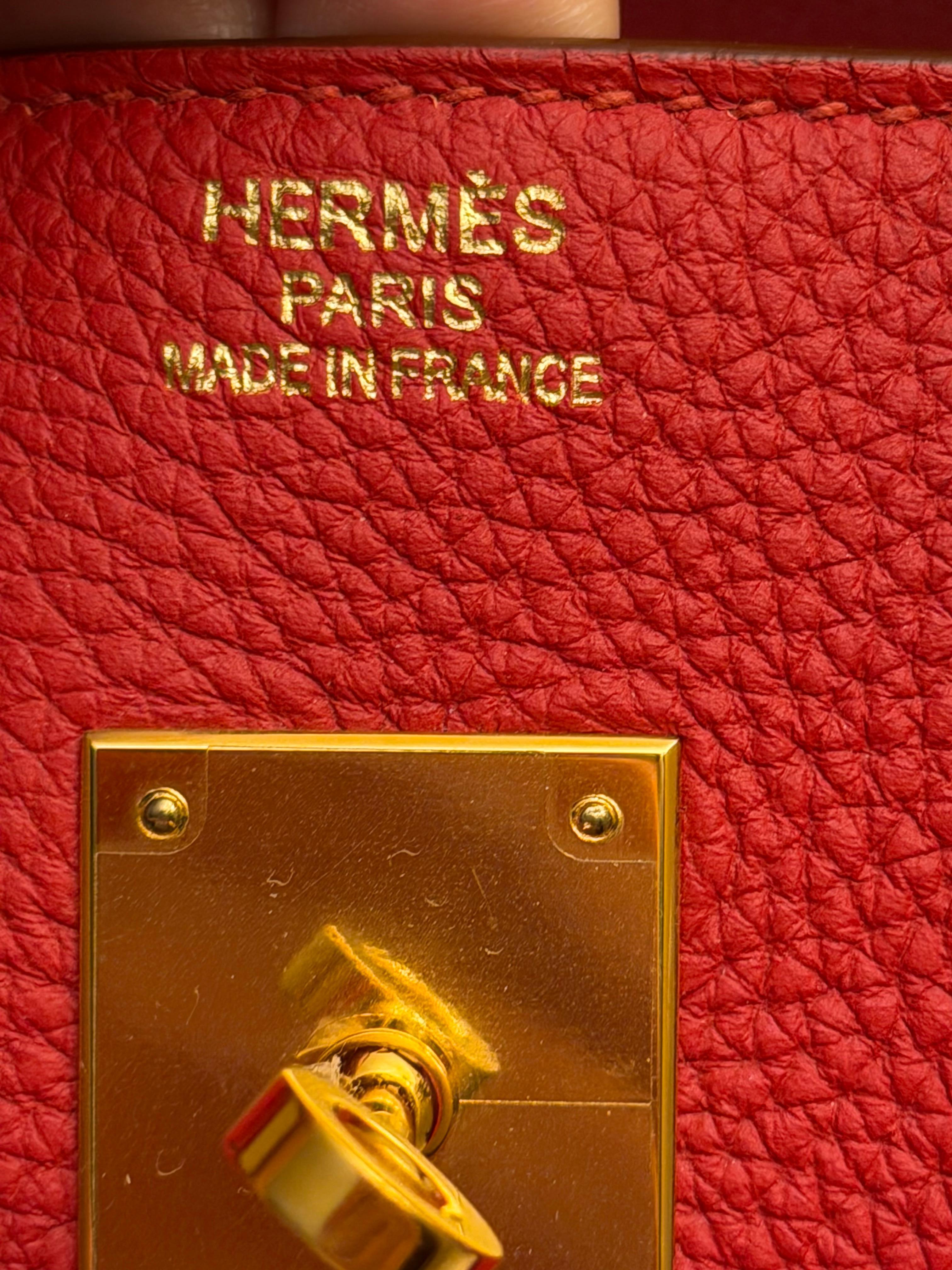 Hermes Birkin 35 Rosso Togo borsa GHW in vendita 7