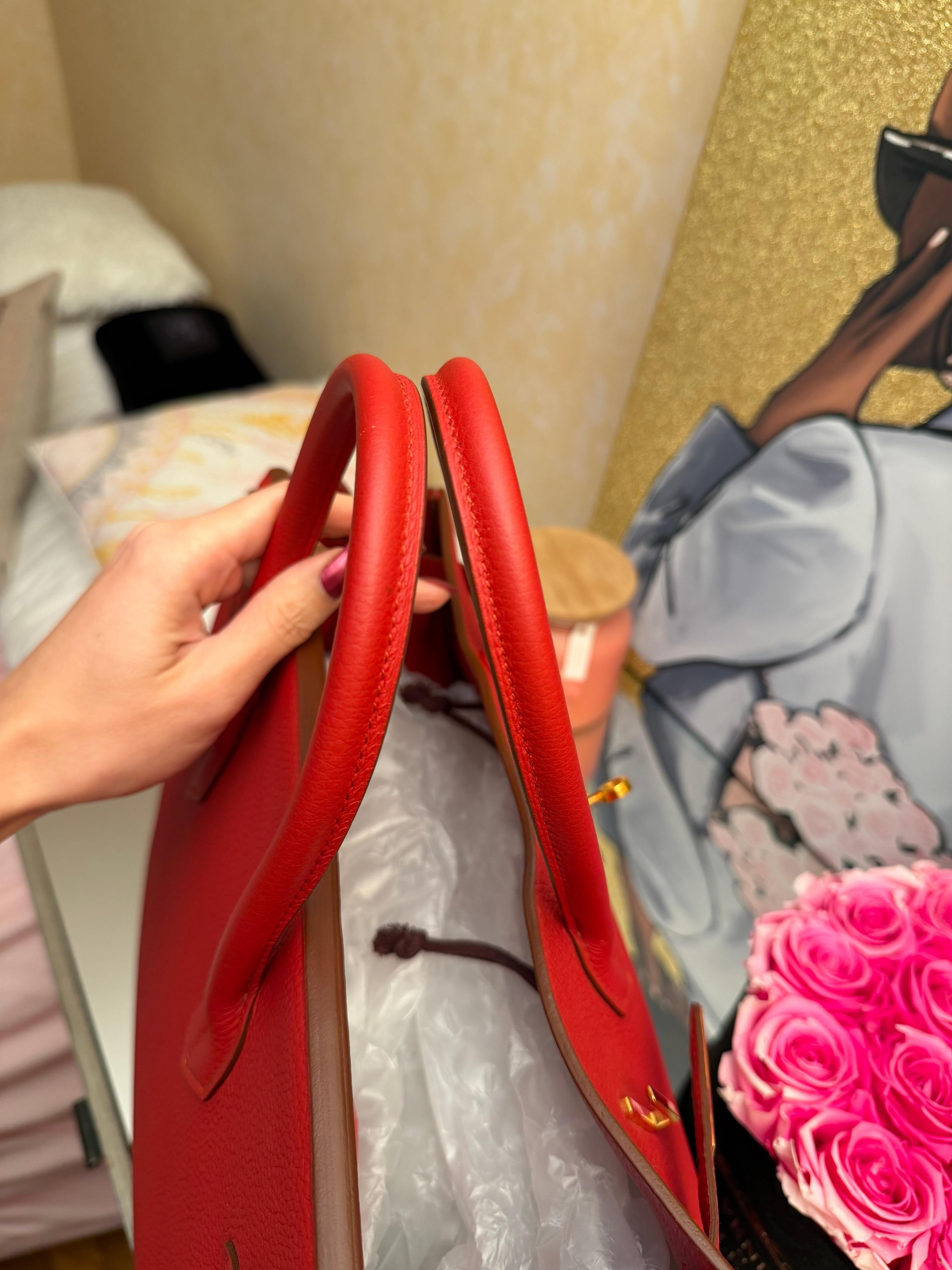 Hermes Birkin 35 Rosso Togo borsa GHW in vendita 9