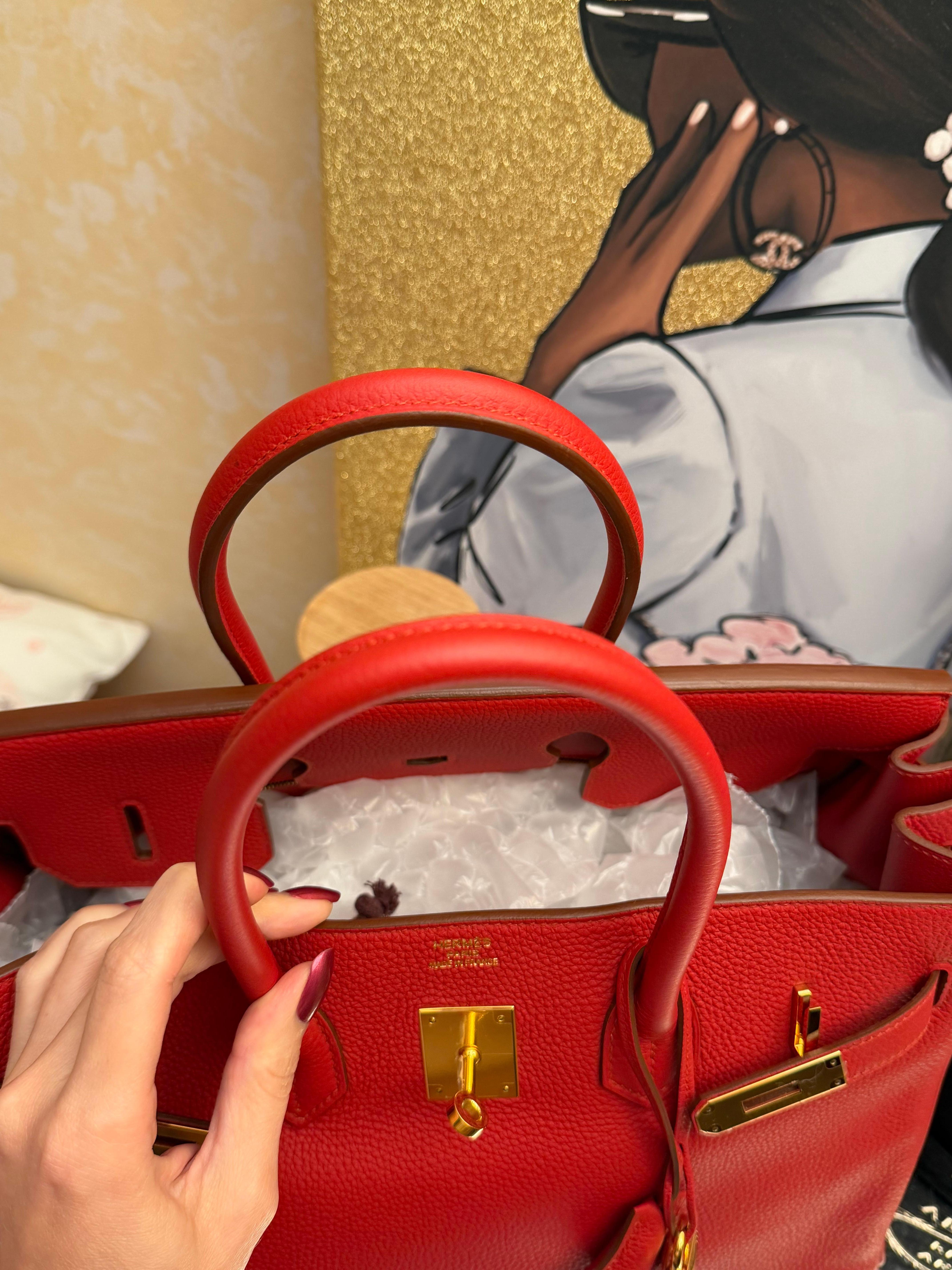 Hermes Birkin 35 Rosso Togo borsa GHW in vendita 11