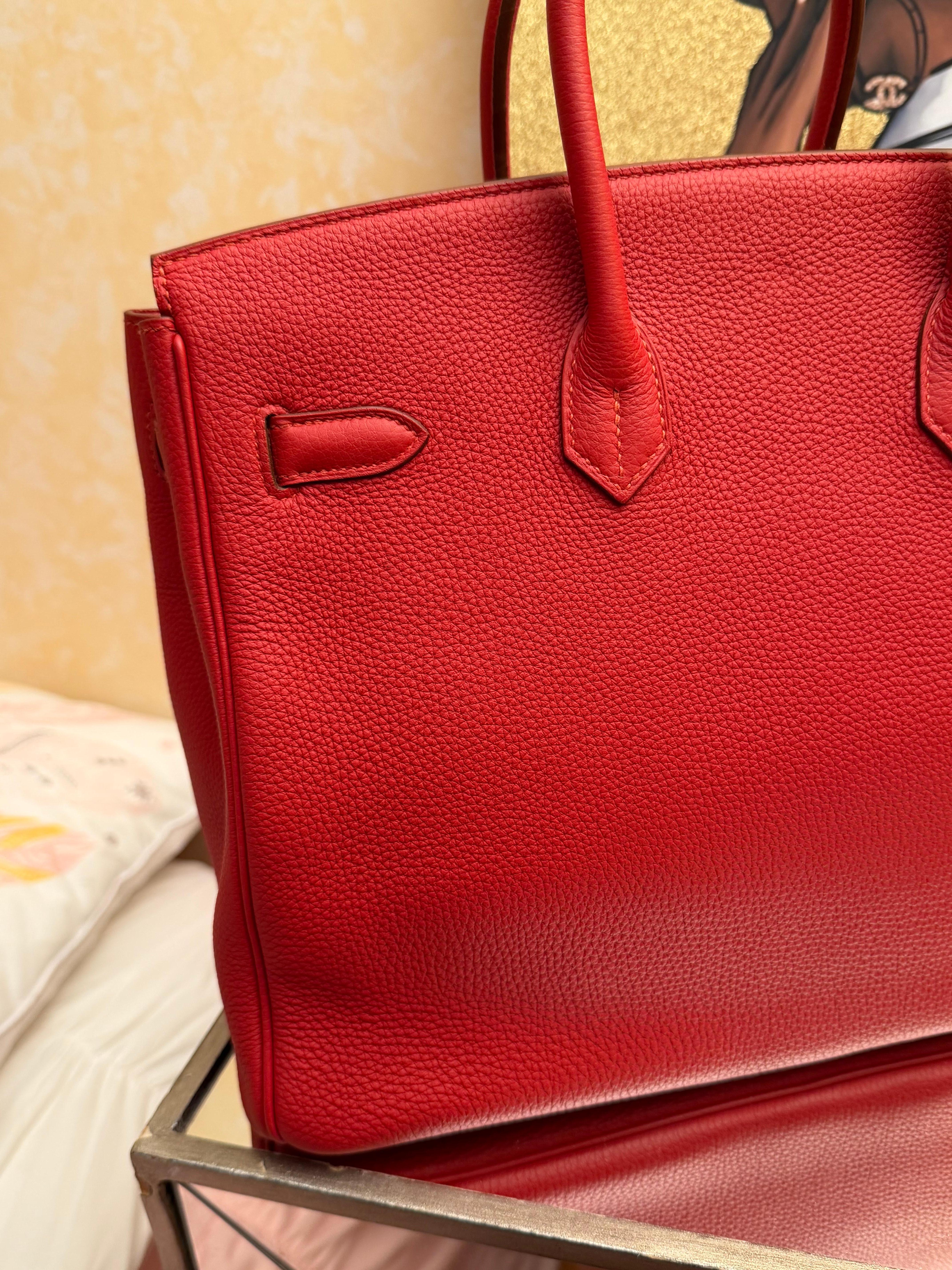 Hermes Birkin 35 Rosso Togo borsa GHW in vendita 12