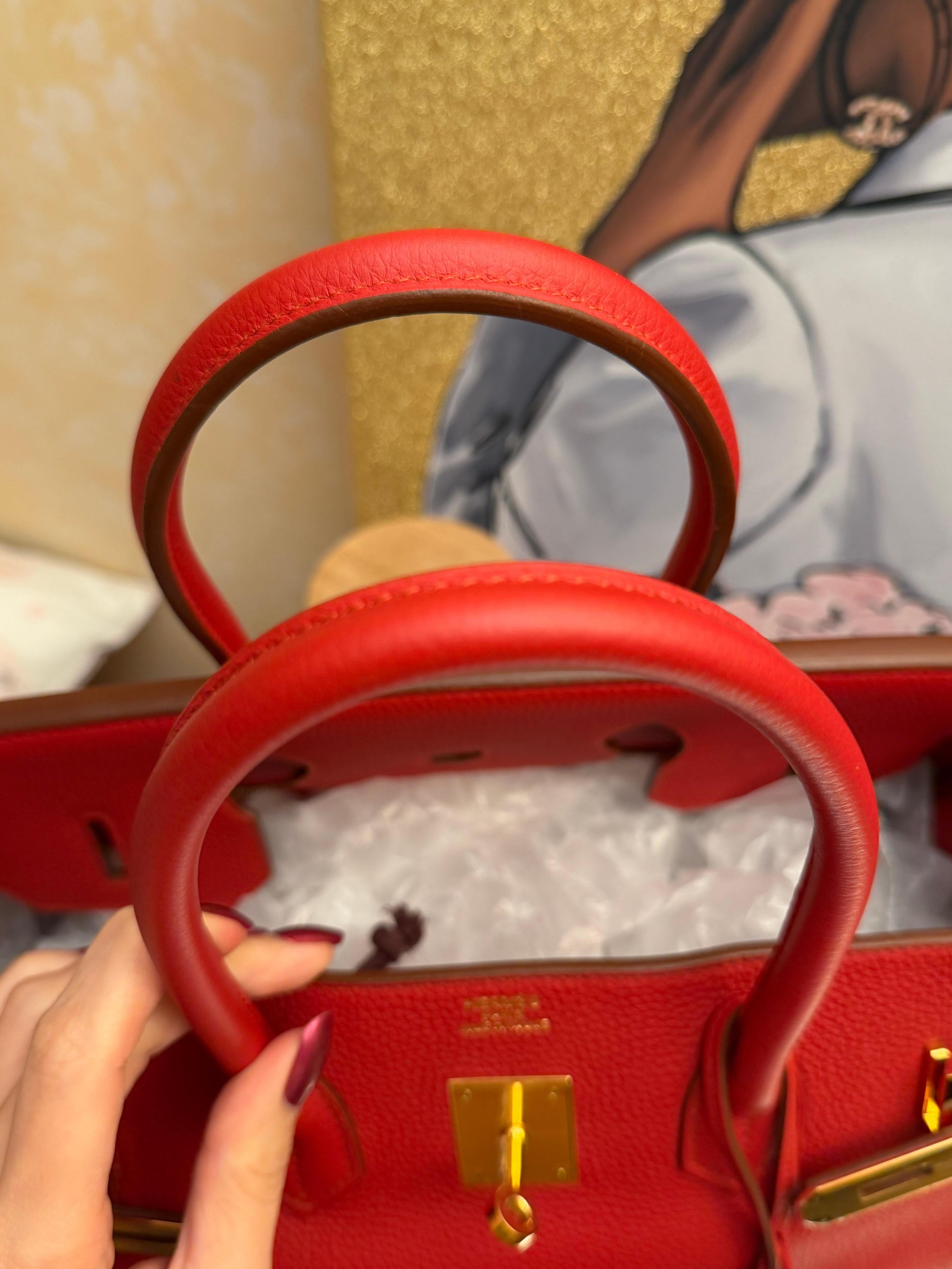 Hermes Birkin 35 Rosso Togo borsa GHW in vendita 13