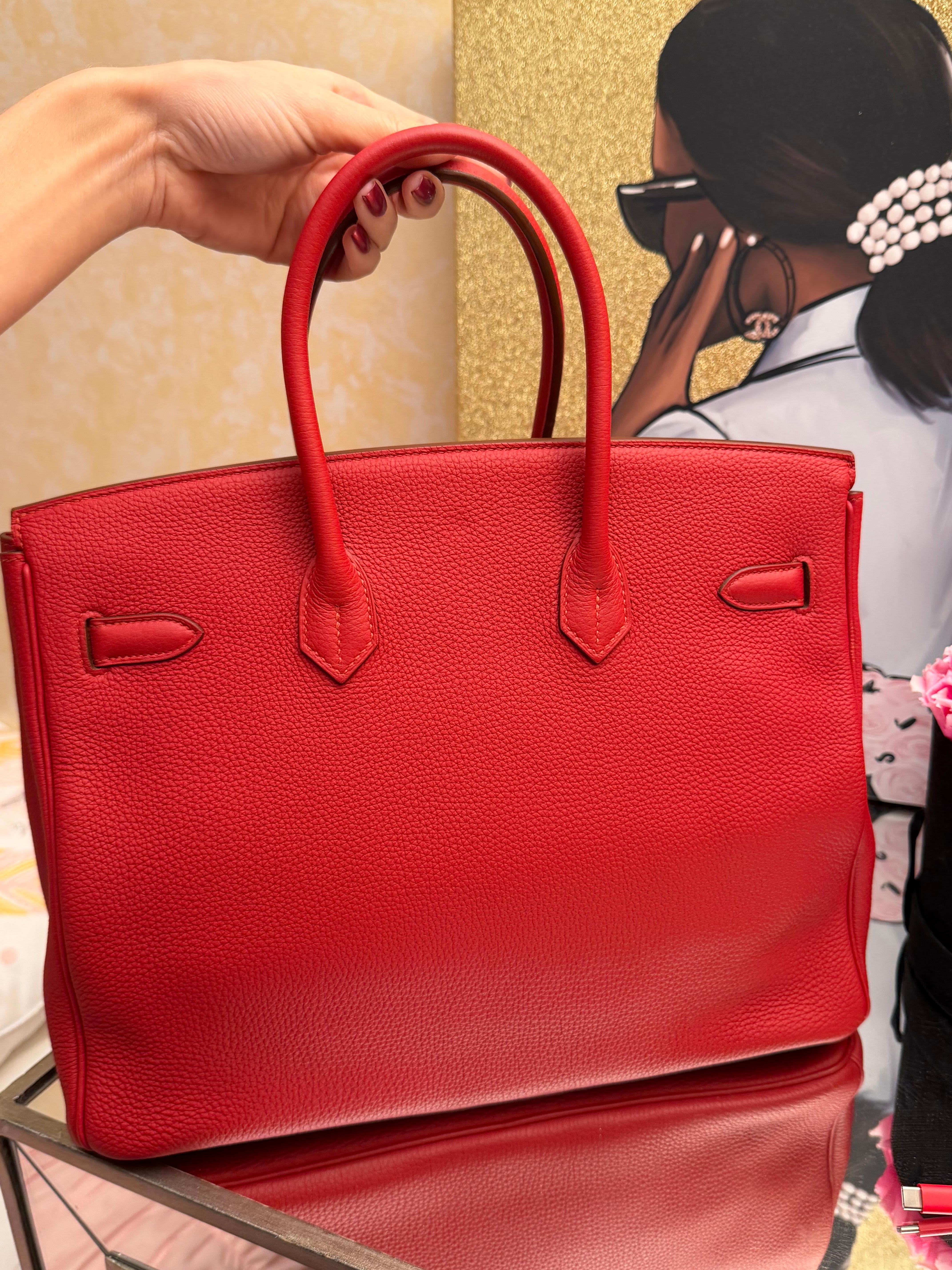 Hermes Birkin 35 Rosso Togo borsa GHW in vendita 3