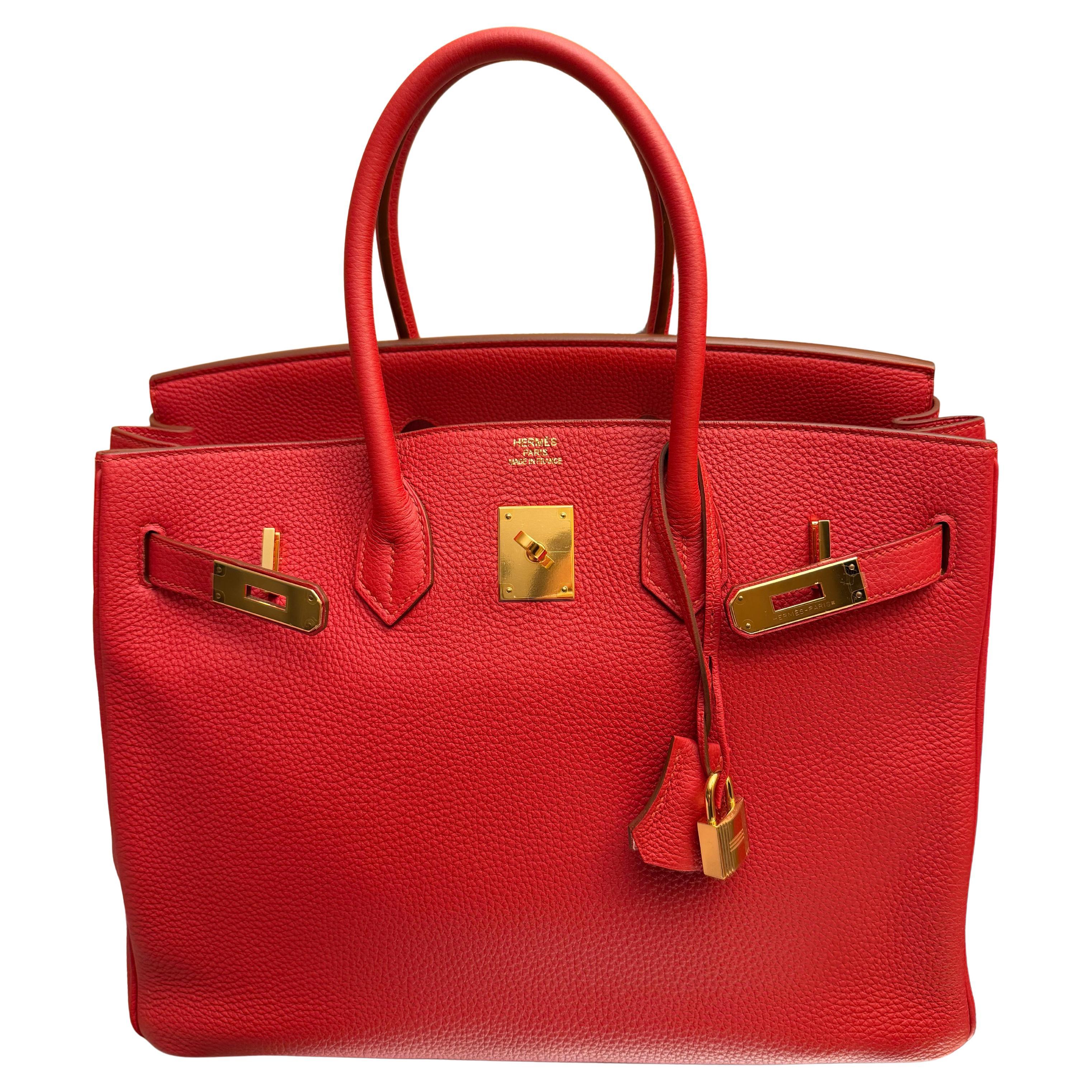 Hermes Birkin 35 Rosso Togo borsa GHW in vendita