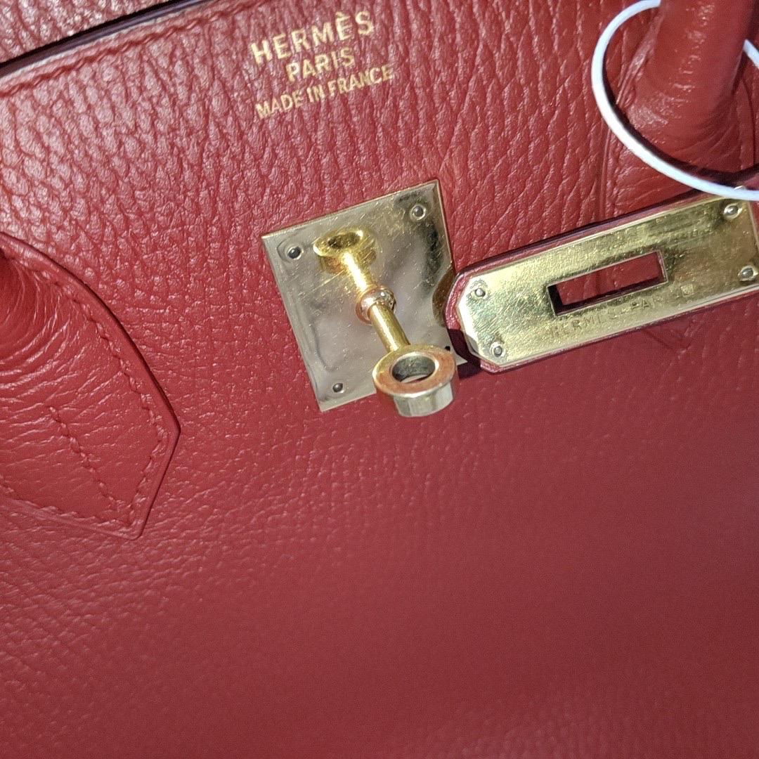 Hermes Birkin 35 Red Togo calfskin leather gold hardware 1995 en venta 7