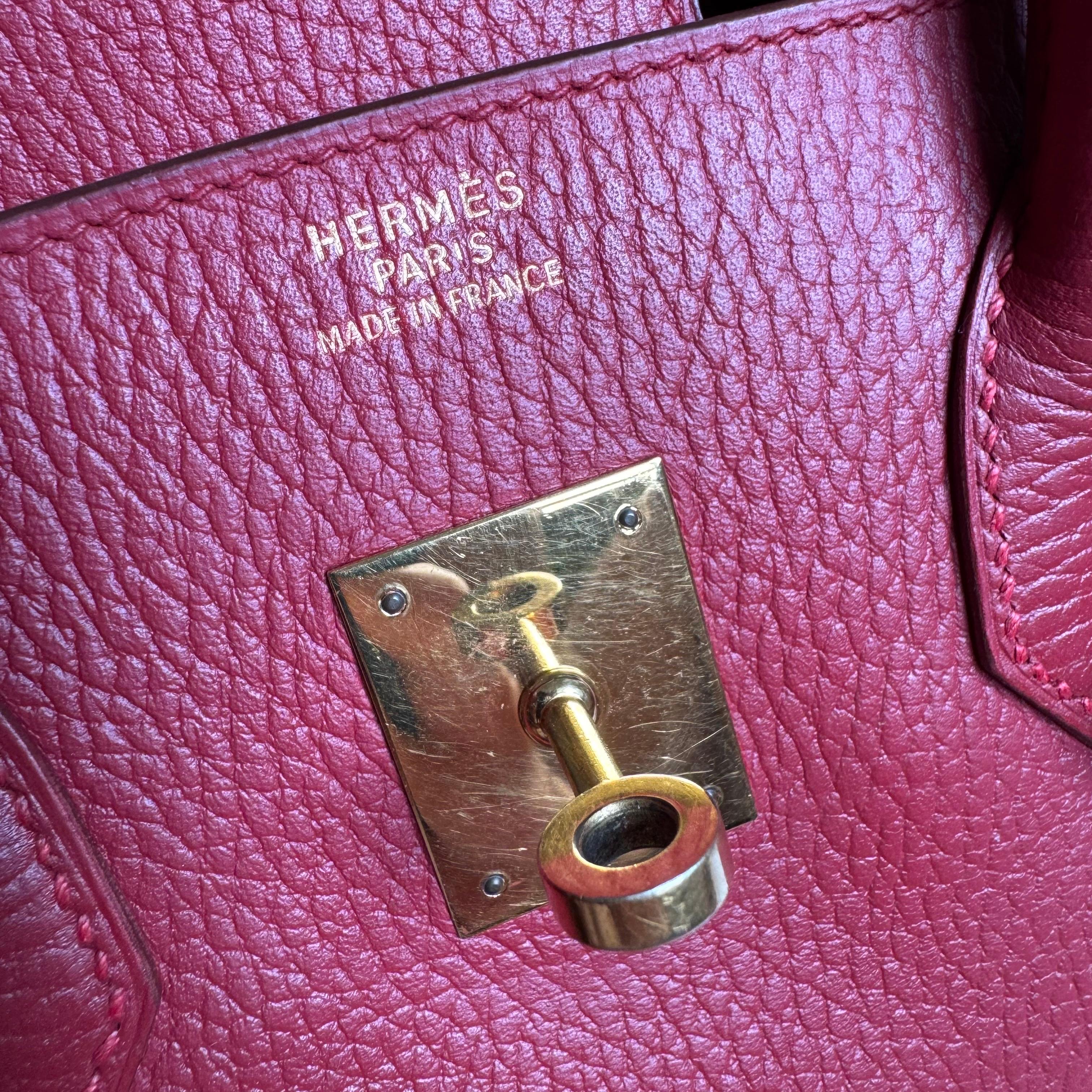 Hermes Birkin 35 Red Togo calfskin leather gold hardware 1995 en venta 12